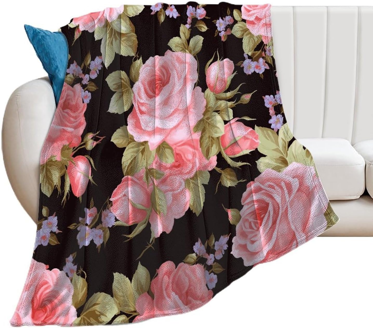 Pink Rose Blanket Super Soft Lightweight Throw Blanket Cute Cozy Warm Bed Blanket Decorative Fuzzy Blanket All-Season Home Decor Gift for Sofa Couch Living Room 30"*40"（76 * 100cm）