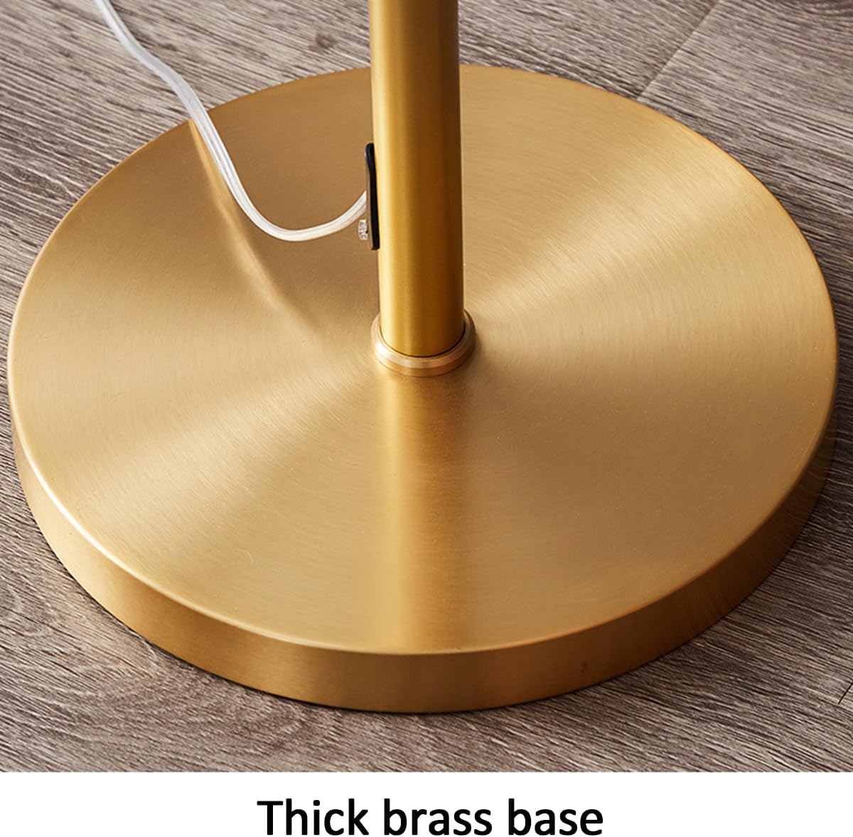 Modern Floor Lamp for Living Room Adjustable Height Standing Lamp with Linen Lampshade 3 Color Temperatures Gold Brass Tall Pole Light Luxury Floor Lamps for Reading Bedroom Office