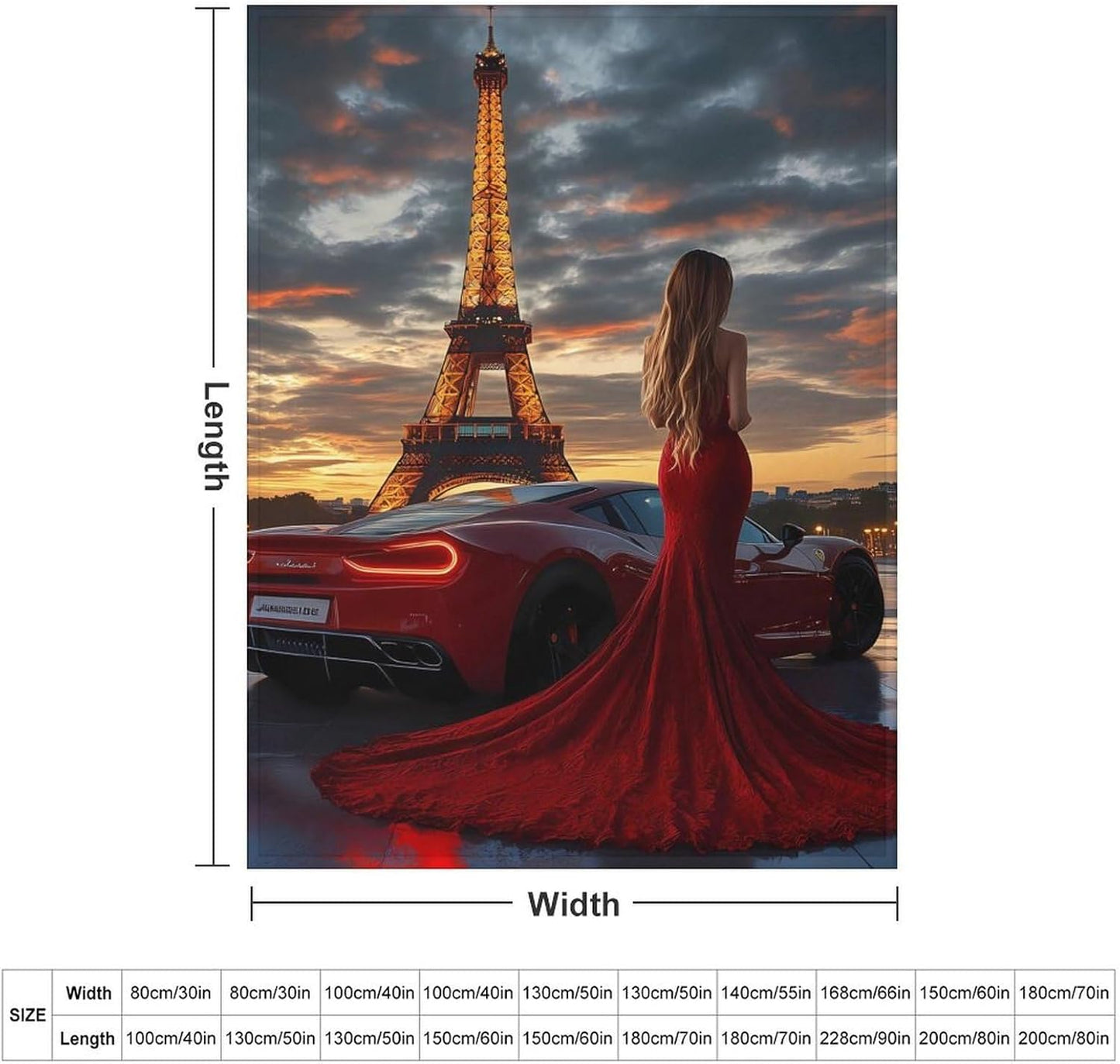 Paris Eiffel Tower Women Throw Blanket for Couch Bed Plush Cozy Fuzzy Flannel Blanket for All Season 60"x80"