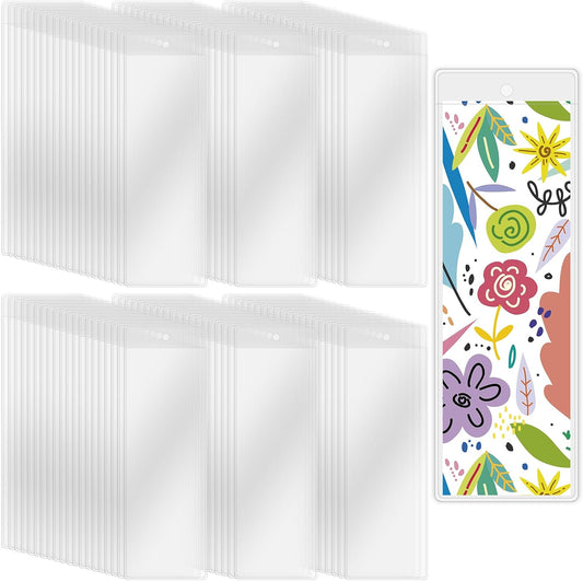 120 PCS Bookmark Sleeves Clear for 2 x 6 Inch Bookmarks, Plastic Bookmark Holder for DIY Book Mark Making and Protection