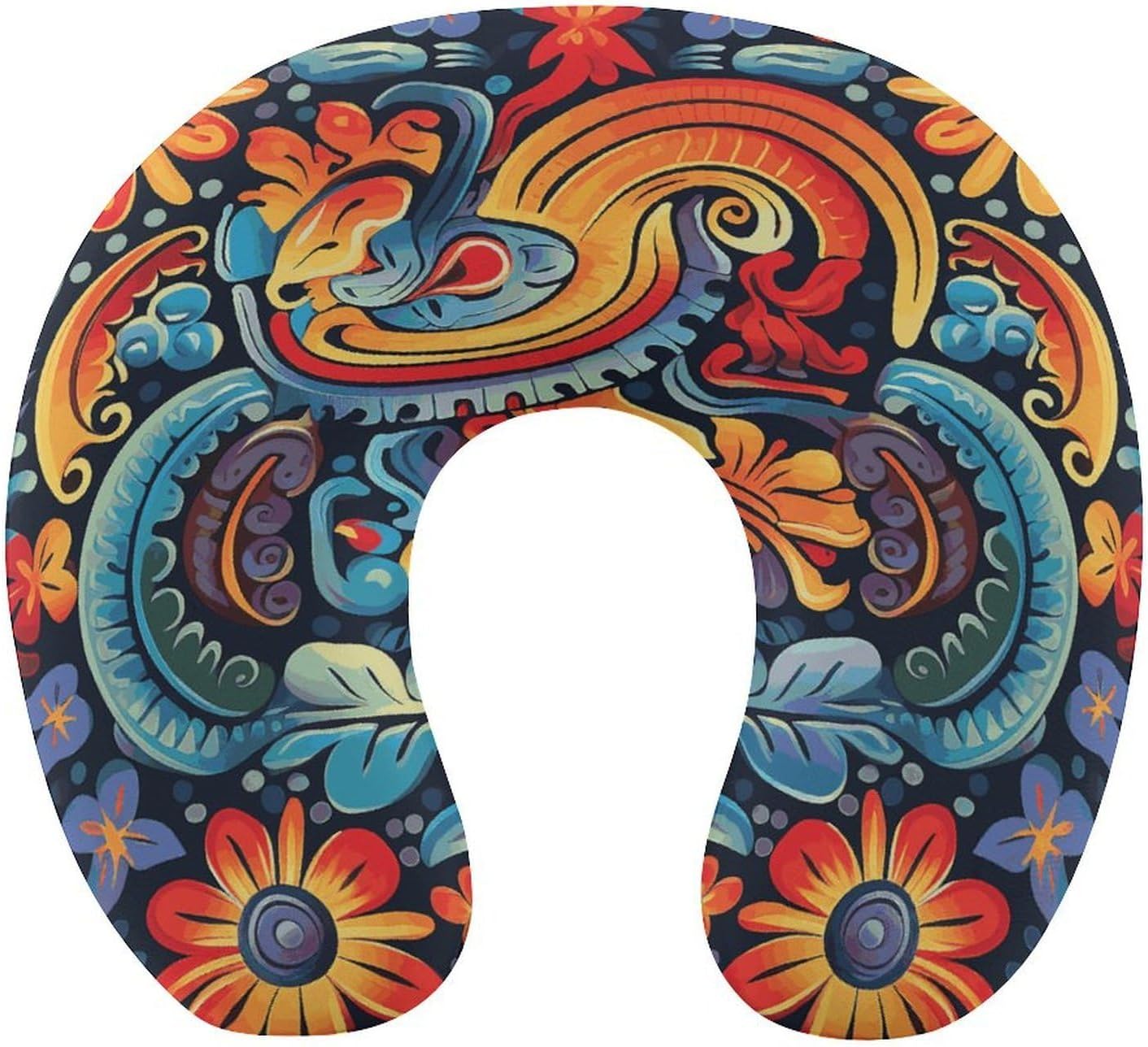 Mexican Neck Pillow Memory Foam U Shaped Pillows Portable Pillows for Shoulder Travel Head Support Pillow with Concealed Zipper for Airplane Car Home Office