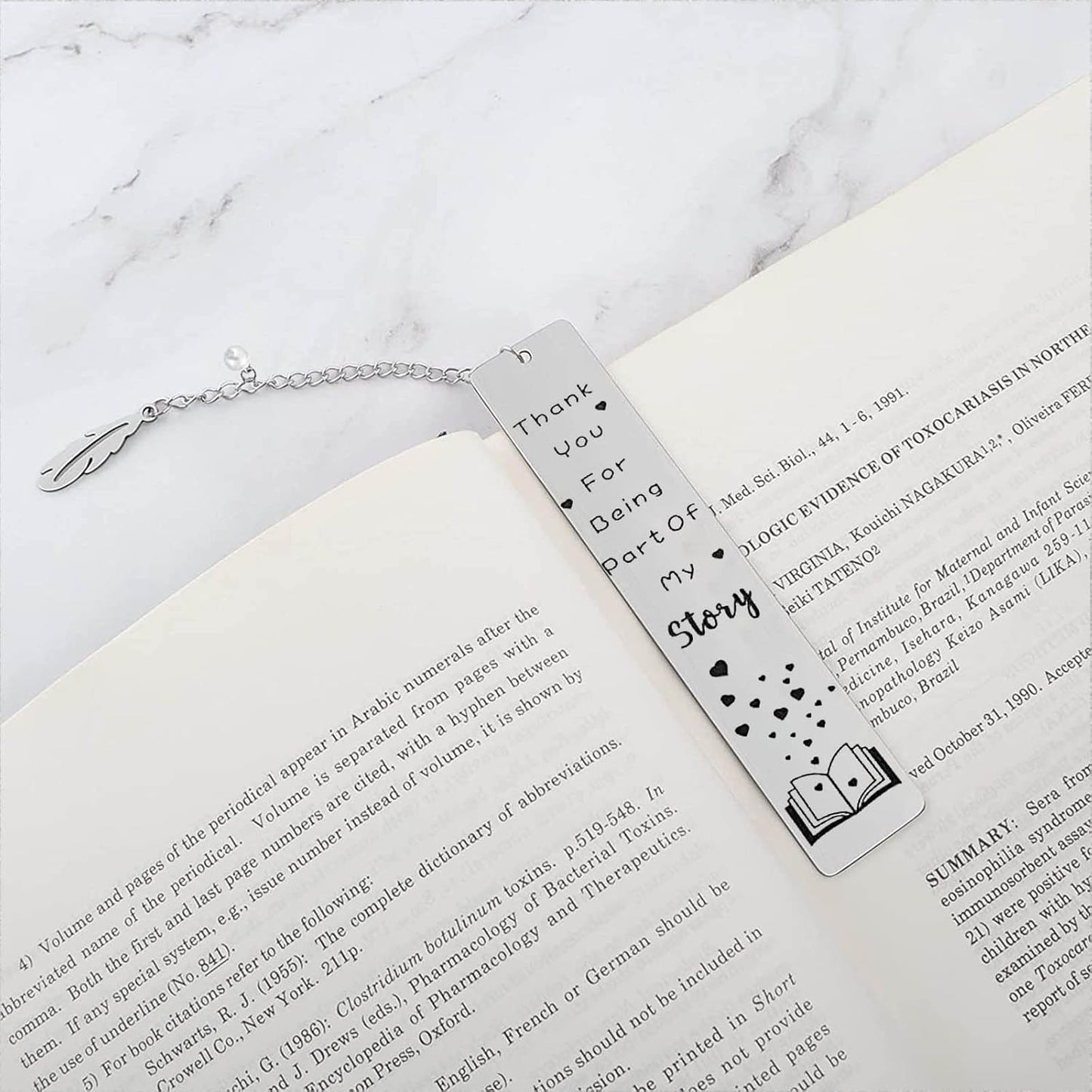 Metal Bookmark, Engraved 'Thank You For Being Part Of My Story', Stainless Steel, Silver, 5.11 x 1.02 Inches, 1 Count