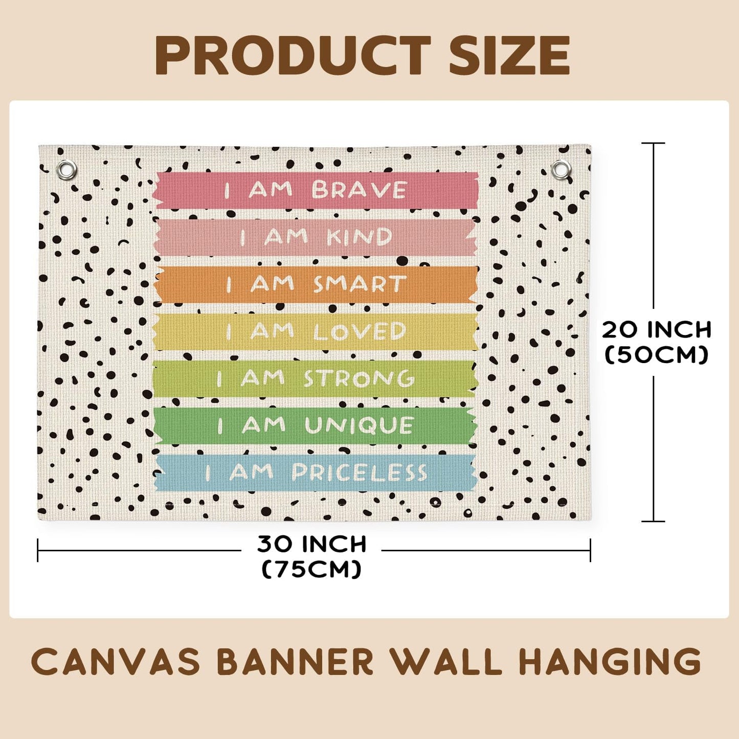 Positive Affirmations Wall Decor, Calming Corner Toddler Reading Nook for Kids, Inspirational Canvas Banner Wall Hanging Banner Flag Decor for Classroom Homeschool Decor