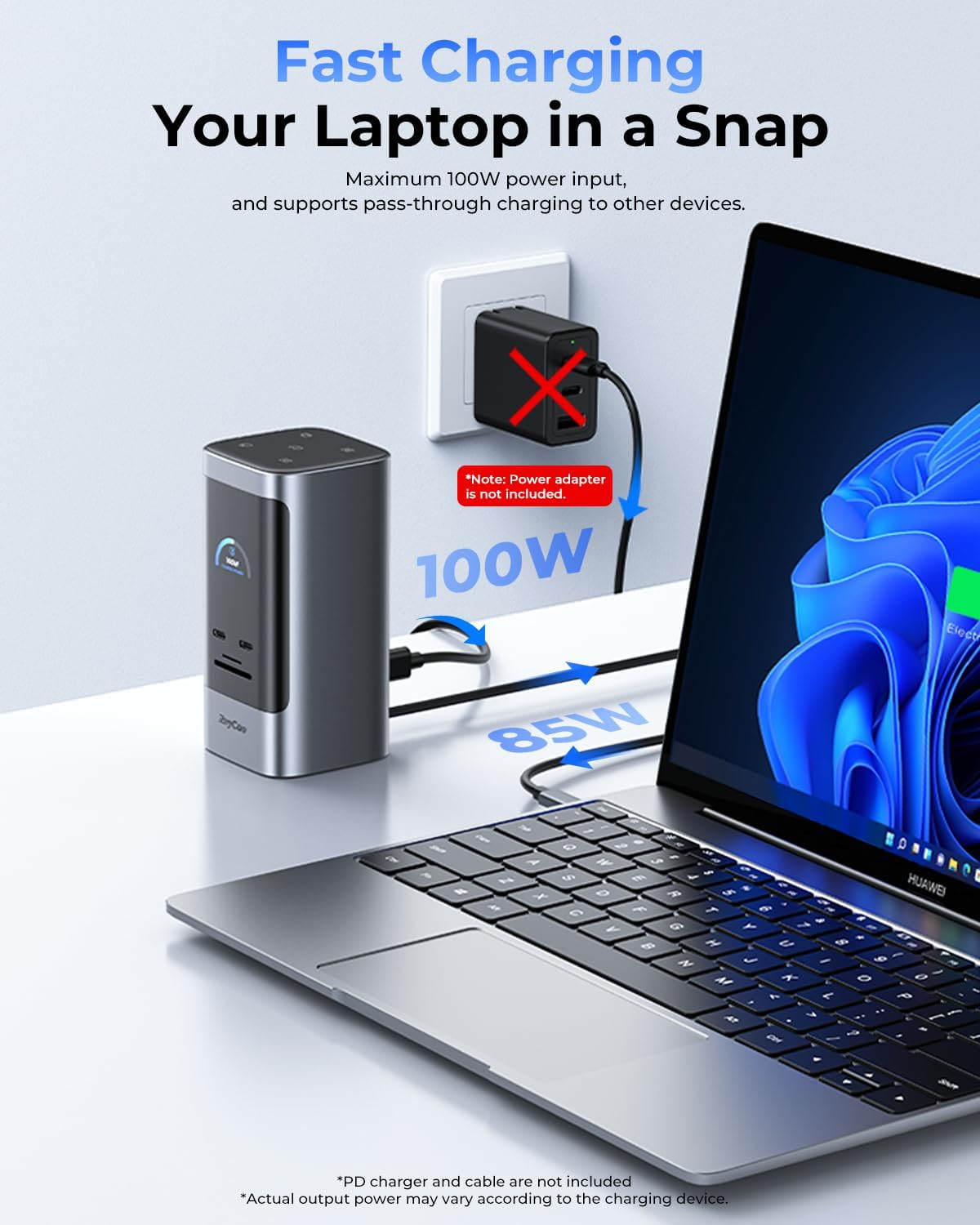 RayCue 15 in 1 Laptop Docking Station 3 Monitors, Triple 8K Display with 3 HDMI, 6 USB Ports, 5 Shortcut Button, Gigabit Ethernet, PD3.0, Smart Display for Windows/Dell/Lenovo/HP...(No Power Adapter)
