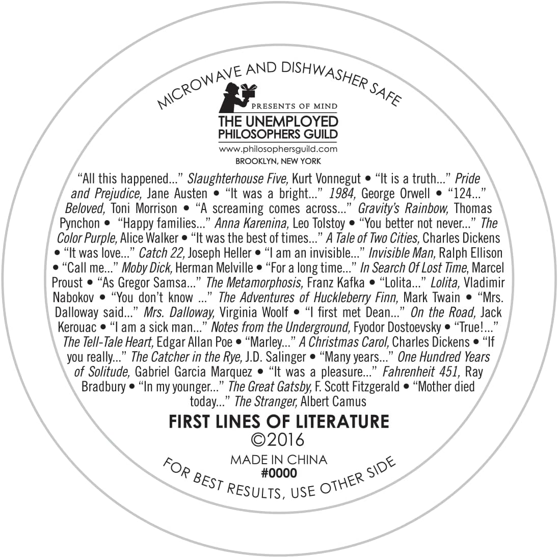 The Unemployed Philosophers Guild First Lines of Literature Coffee Mug - Famous Openings from Books, Novellas, and Short-Stories, Comes in a Box, 14oz
