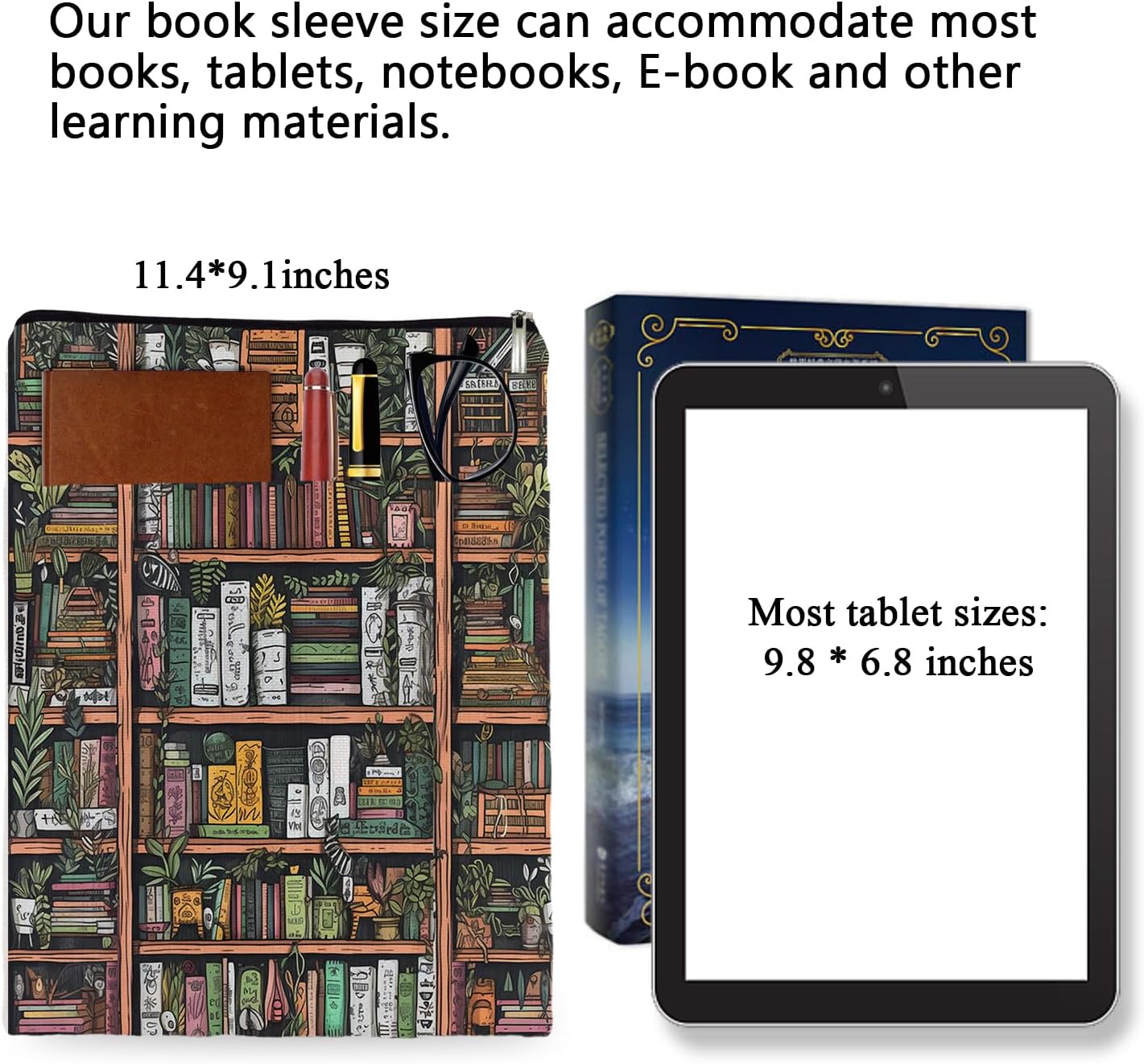 Book Sleeve, Book Sleeve with Zipper, Book Cover for Book Lovers, Pouch Book Covers, Book Sleeves, Paperback Book Covers6JB014