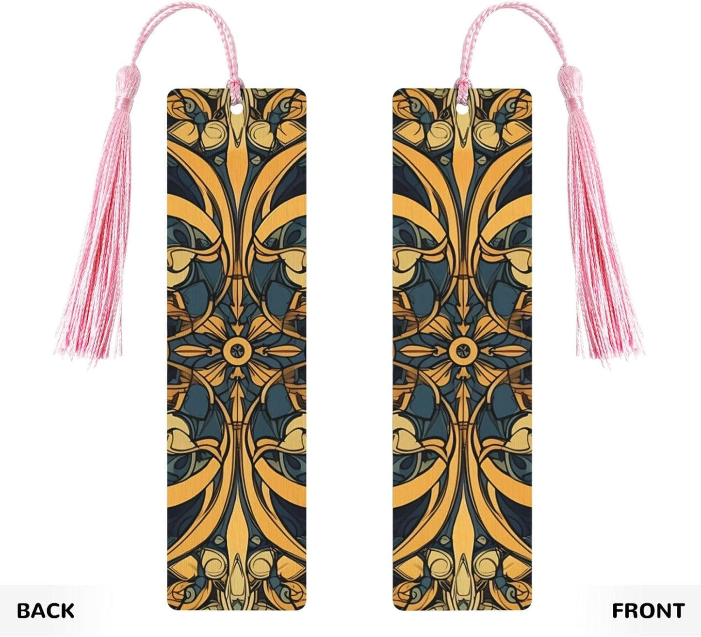 Smooth Lines Bookmarks Gifts for Women Men, Wooden Bookmarks for Book Lovers, Vintage Book Marks Ornaments with Tassel, Unique Personalized Reading Page Markers Pink