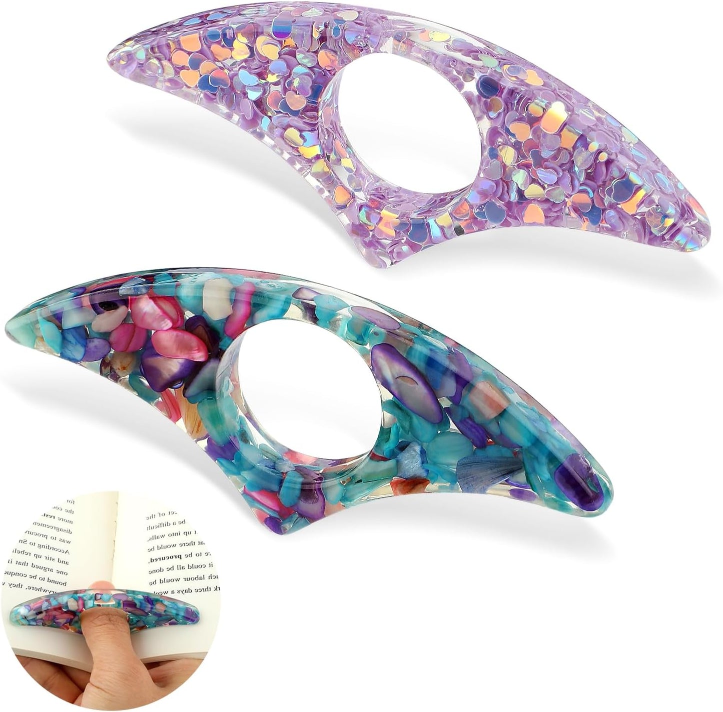 2 Pcs Rhinestones Thumb Book Page Holder, Book Page Holders, Book Accessories for Reading Lovers, Glitter Diamond Dotting Book Opener Holder Thumb, Meaningful Gifts for Book Lovers Teachers Students