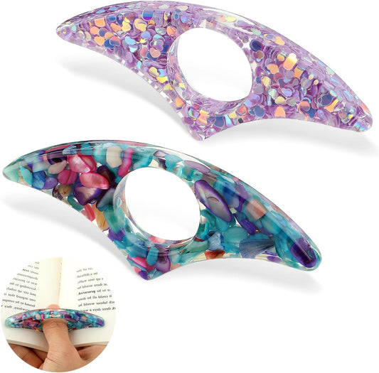2 Pcs Rhinestones Thumb Book Page Holder, Book Page Holders, Book Accessories for Reading Lovers, Glitter Diamond Dotting Book Opener Holder Thumb, Meaningful Gifts for Book Lovers Teachers Students