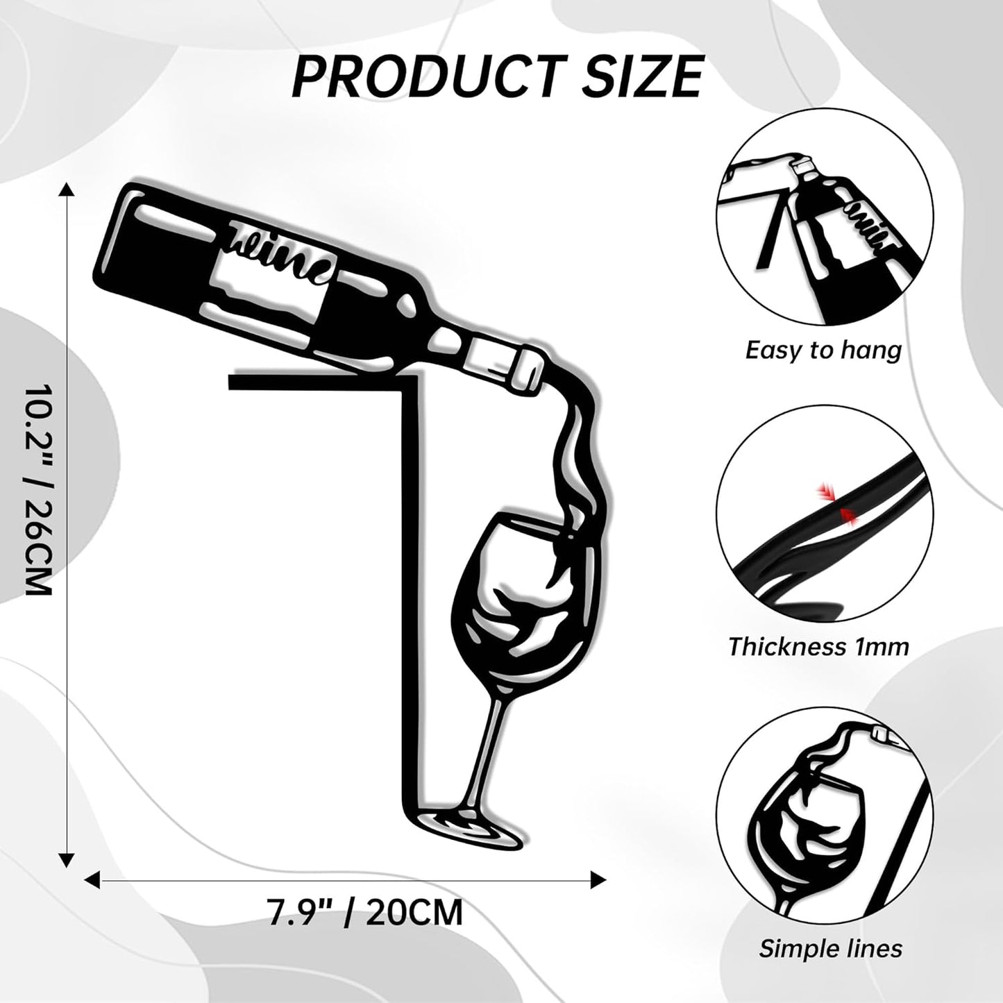 YATEASLU Wine Decor for Kitchen - Rustproof Metal Bar Signs for Home Bar Decor - Door Frame Art with Wine Bottle & Glass Design - Gifts for Christmas, Thanksgiving,