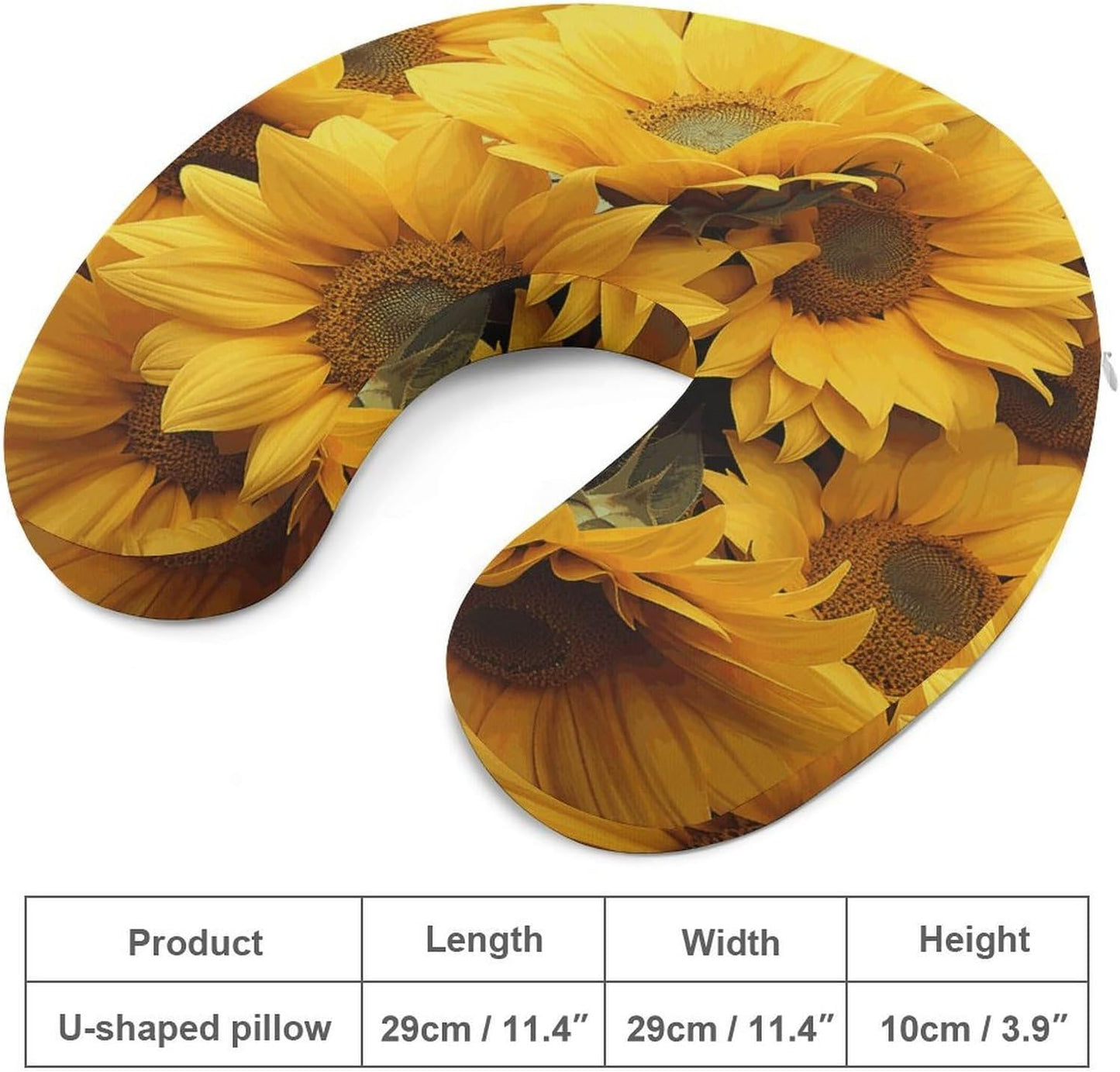Many Sunflowers Neck Pillow Memory Foam U Shaped Pillows Portable Pillows for Shoulder Travel Head Support Pillow with Concealed Zipper for Airplane Car Home Office