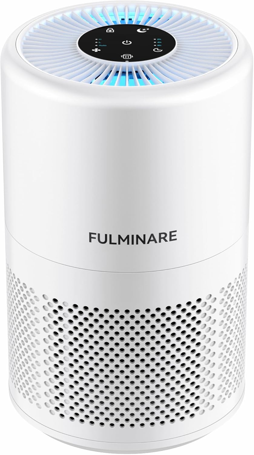 FULMINARE Air Purifiers for Home Bedroom 1095 Ft² Coverage HEPA Air Purifier for Large Room for Pets, Smoke, Kitchen, Office, 3 Speeds, Timer, Quiet, Auto Variable Frequency, Sleep Mode, White