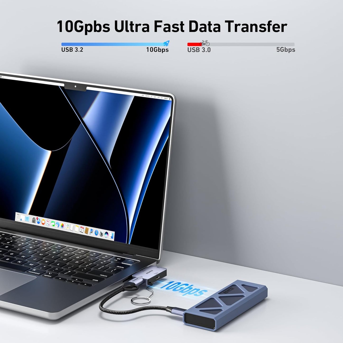 BENFEI USB C to HDMI 4K@60Hz, 10Gbps USB-A, 100W Power Delivery Compatible with iPad Pro, MacBook Pro/Air, iMac, iPhone 16/15 Pro/Pro Max, XPS, Thinkpad and More