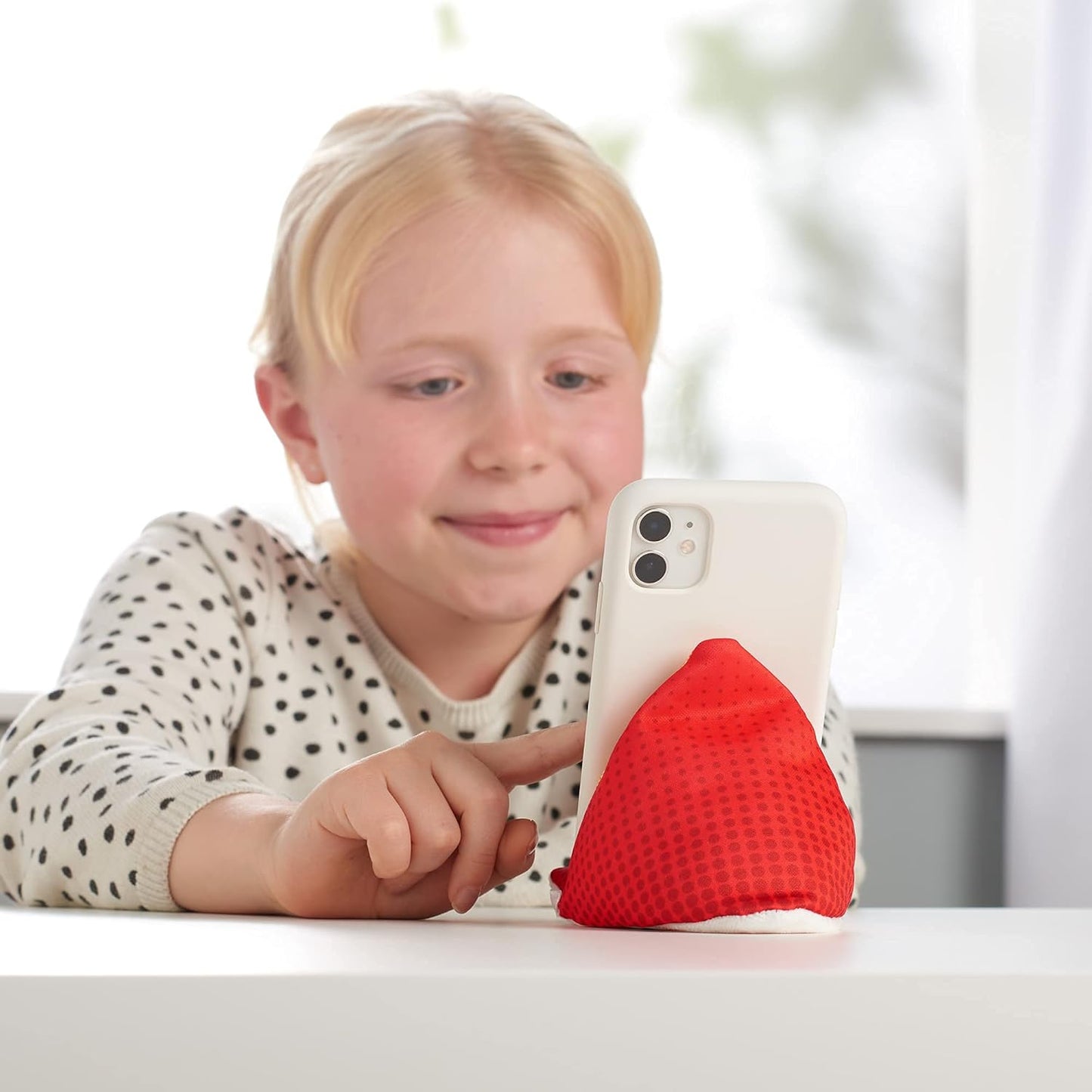 Gifts for Readers & Writers Phone Stand, Plusheez 2in1 Phone Holder & Screen Cleaner with Microfiber Cloth, Machine Washable Bean Bag Phone Accessories, Lips