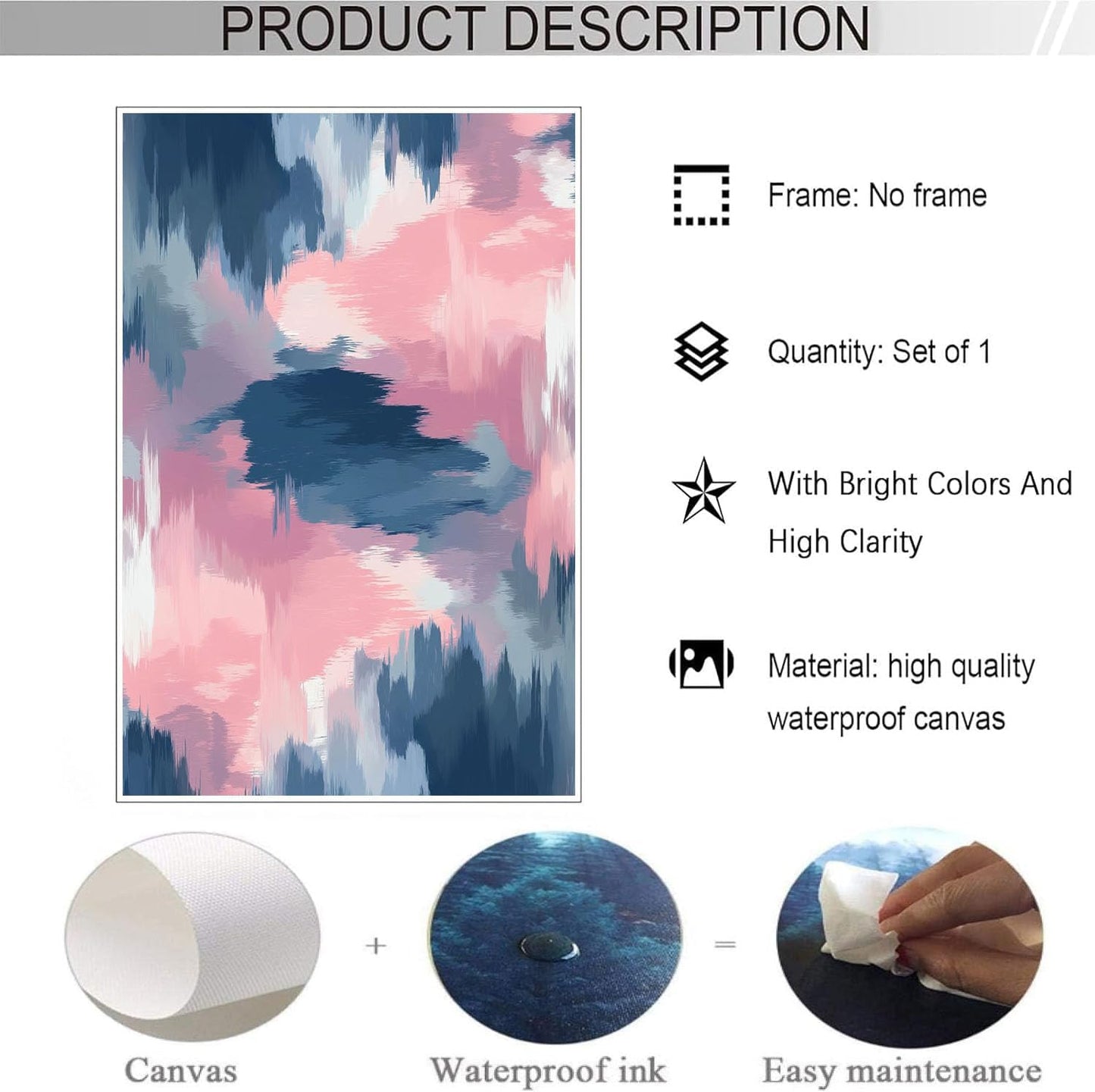 GDJSMIN Modern Art Style Wall Art, Abstract Brushstroke Pattern Poster for Reading Room Living Room Decor 12x 16 inch Unframed