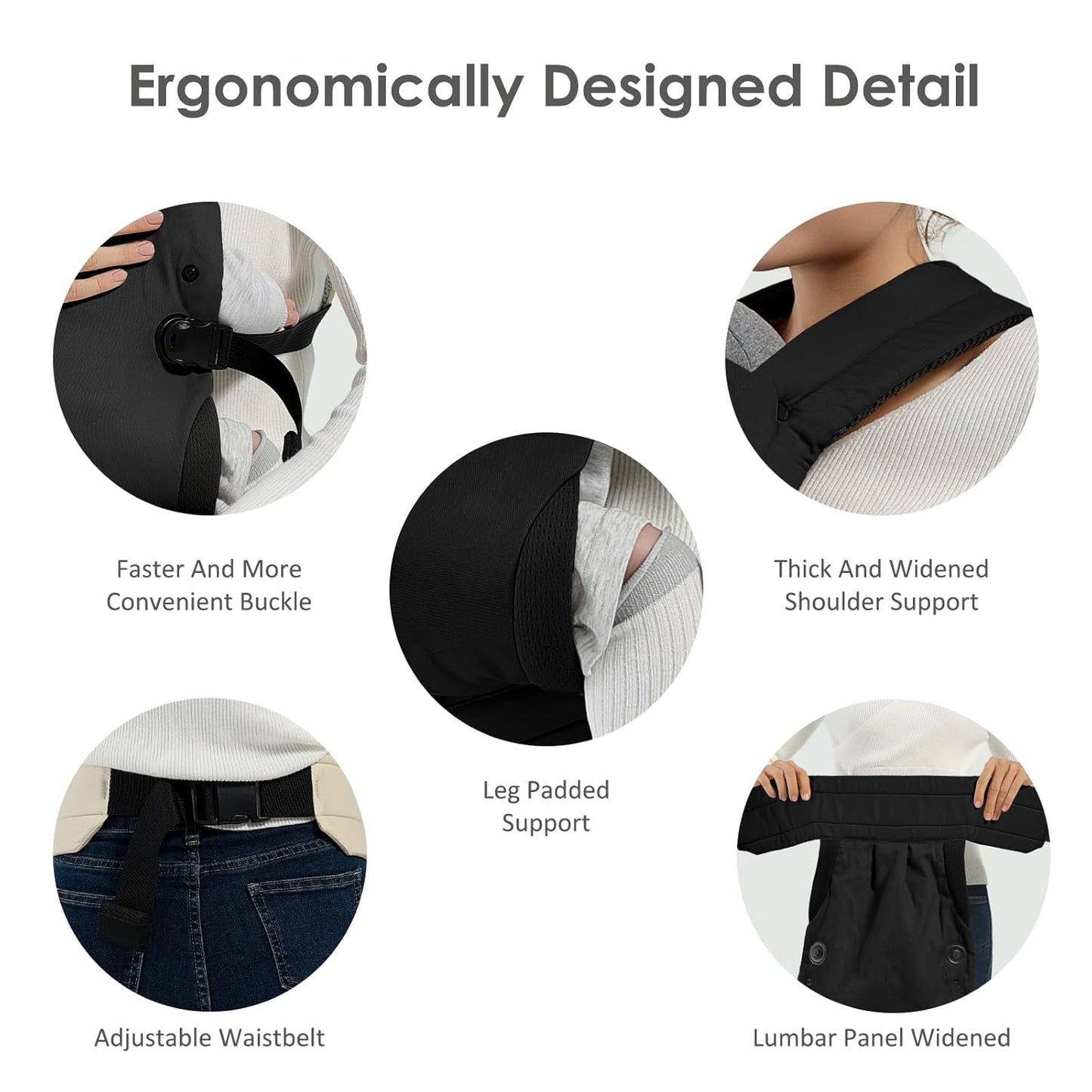 Baby Carrier Newborn to Toddler, Adjustable Toddler Carrier, Baby Holder Carrier, Kangaroo Infant Carriers with Widen Shoulder Straps, Black
