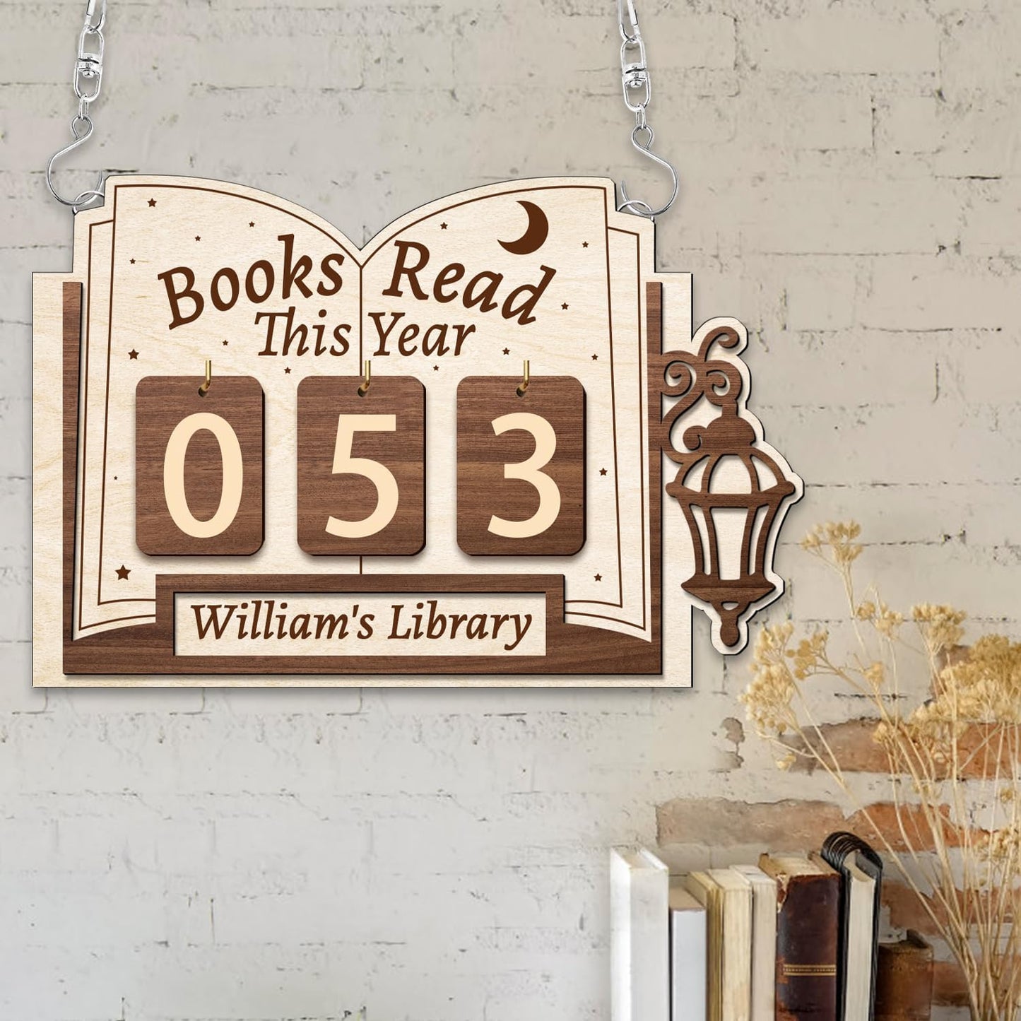 Books Read This Year Counter Sign – Personalized Reading Tracker Plaque, Custom Bookish Gifts for Readers, Librarians, Teachers – Bookshelf Décor for Reading Challenge