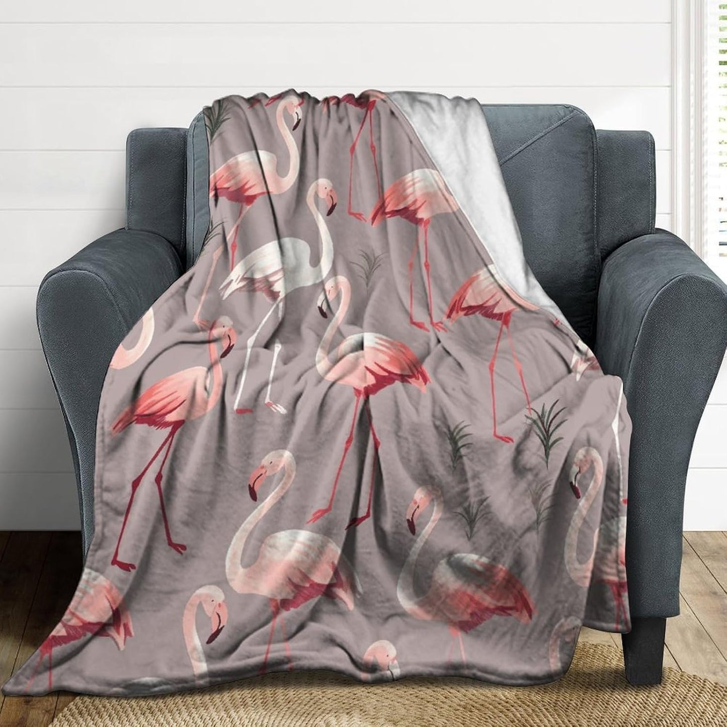 Pink Flamingo Pattern Blanket Super Soft Lightweight Throw Blanket Cute Cozy Warm Bed Blanket Decorative Fuzzy Blanket All-Season Home Decor Gift for Sofa Couch Living Room 30"*40"（76 * 100cm）
