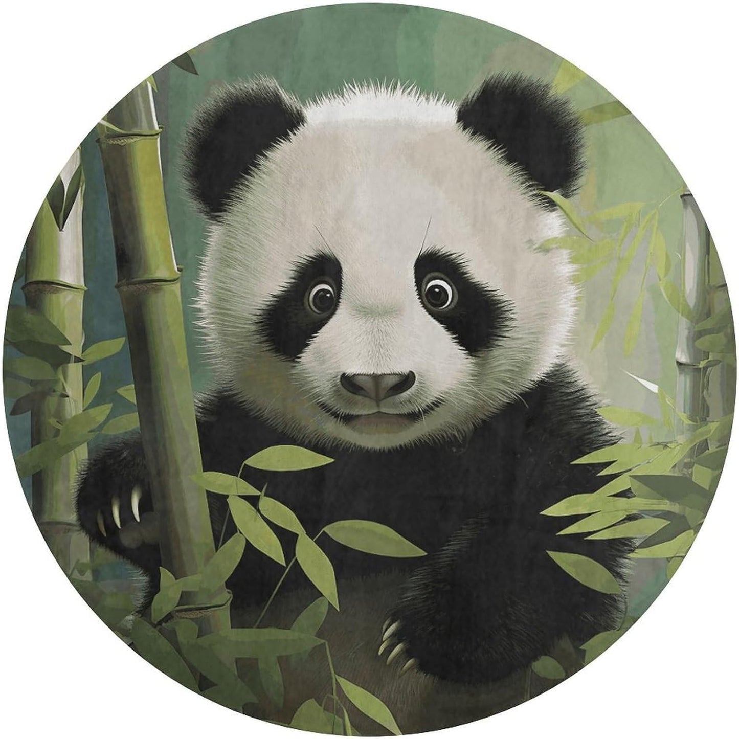 Curious Baby Panda Circle Rug Retro Luxury Coral Velvet Floor Mat Non Slip Soft Indoor Floor Carpet Comfy Thickened Area Rugs Modern Aesthetic Minimalist Carpets for Home Decor