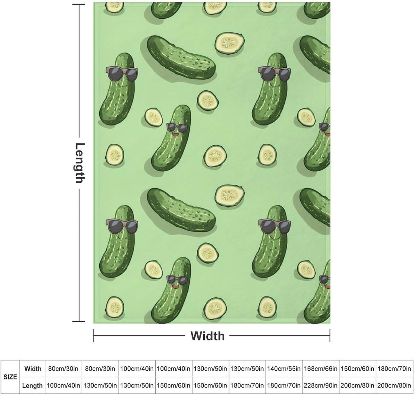 Cute Pickle Throw Blanket for Couch Bed Plush Cozy Fuzzy Flannel Blanket for All Season 66"x90"
