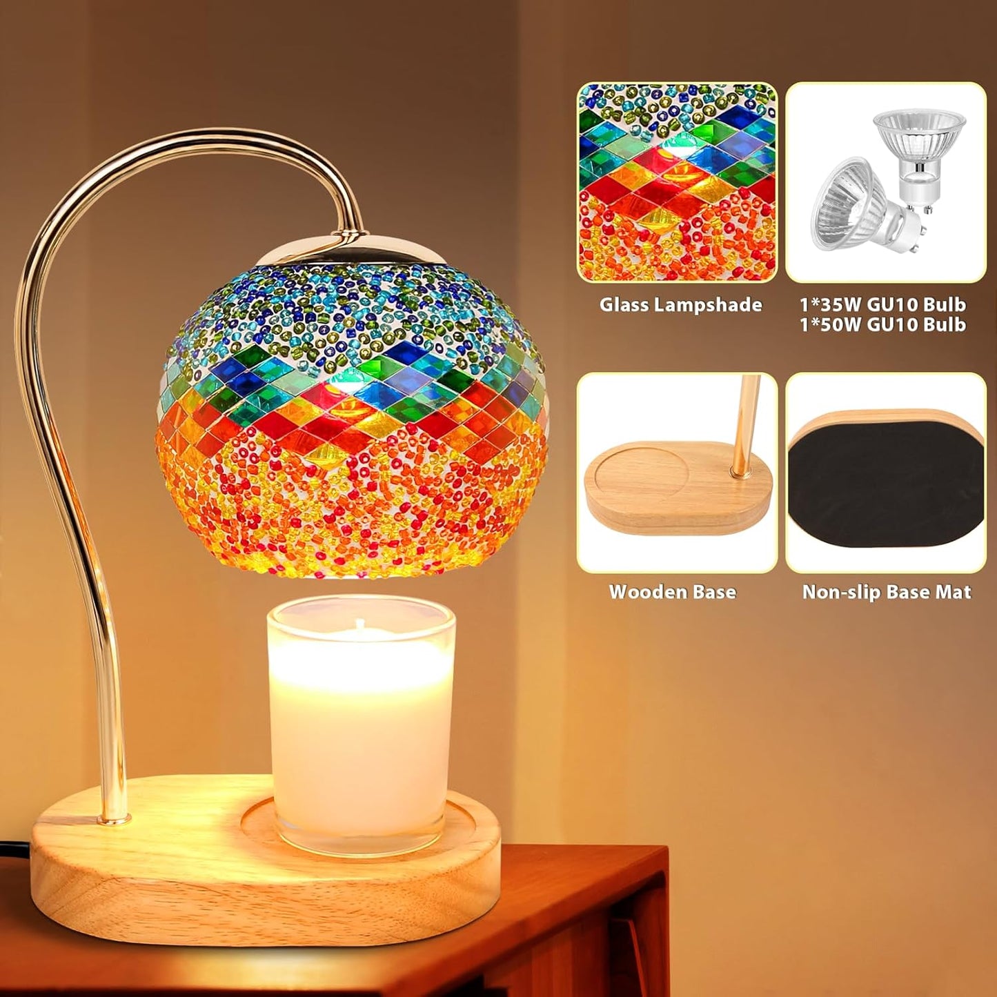 Candle Warmer Lamp with Timer and Dimmer,Electric Wax Warmer Vintage Home Decor for Scented Jar Candles,Birthday Gifts