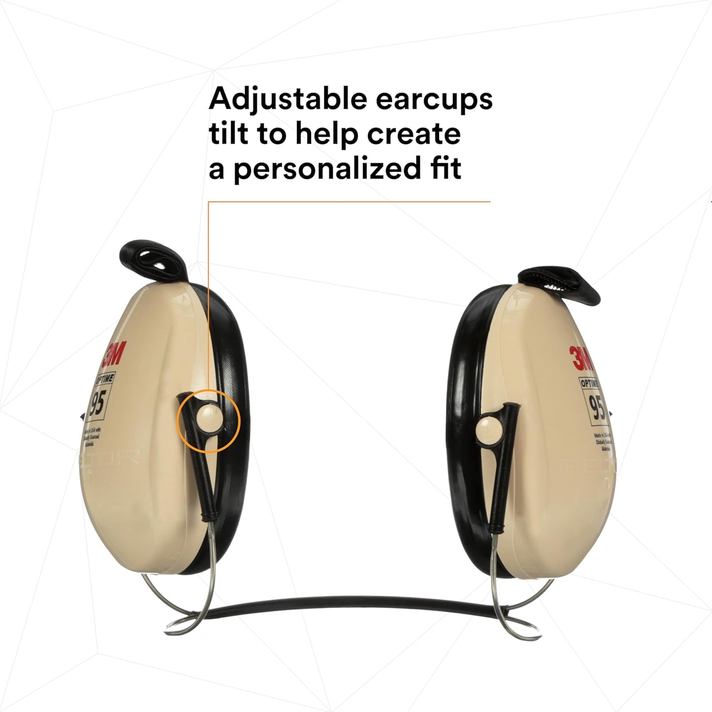 3M PELTOR Hearing Protection Optime 95 Earmuffs, Adjustable Earcups, E-A-Rfit Compatible, Stainless Steel