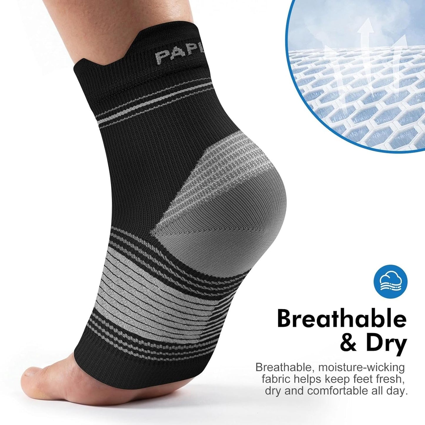 6 Pairs Plantar Fasciitis Socks for Men & Women, Ankle Brace Compression Socks with Arch Support for Achilles Tendonitis, Heel Pain, Swelling & Arthritis Relief, Black, Large