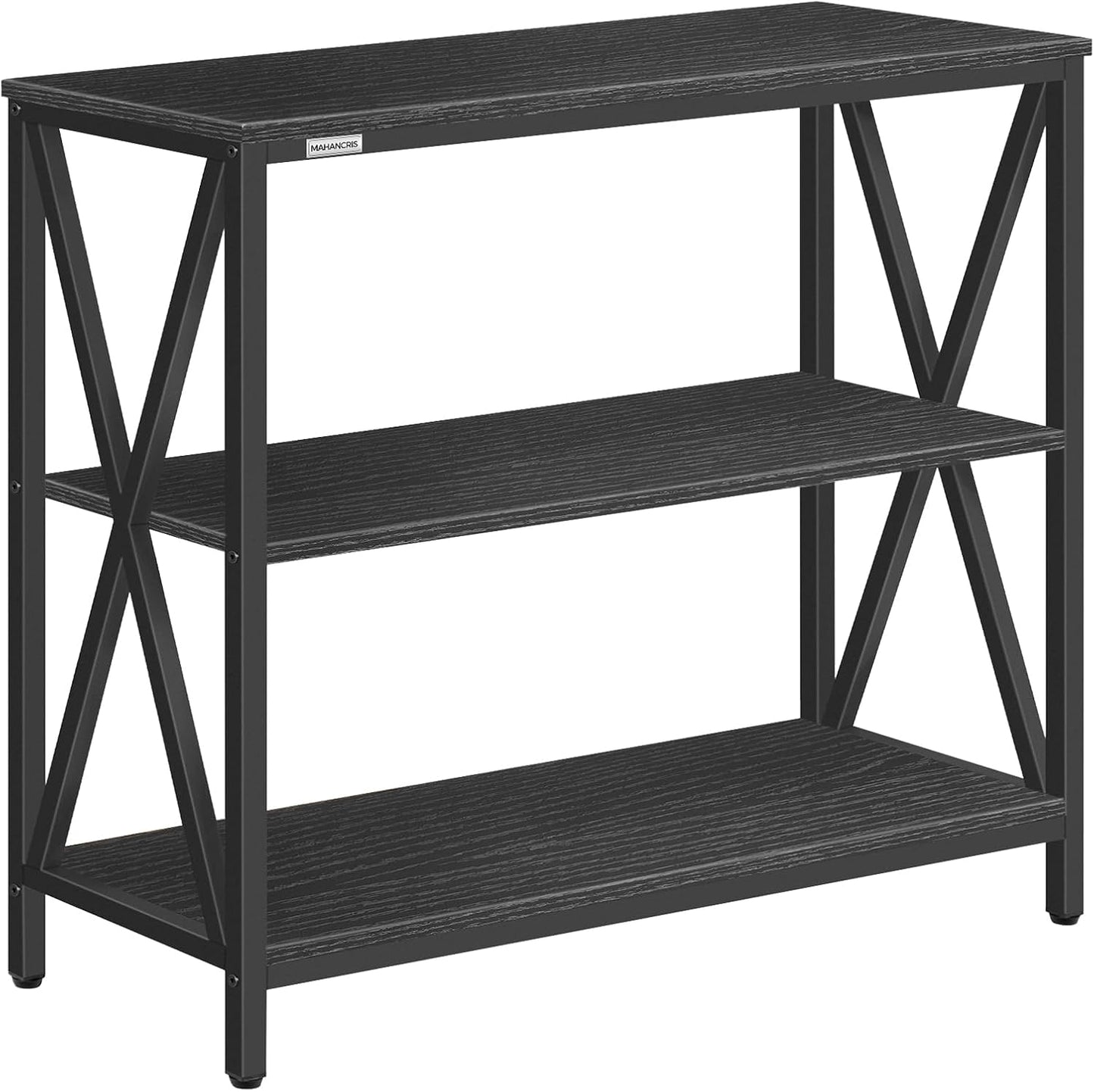 Sofa Table, Industrial Console Table, 3-Tier Narrow Side Table with Open Shelves, Foyer Table for Entryway, Hallway, Kitchen, Living Room and Bedroom, Easy Assembly, Black CTHB8001
