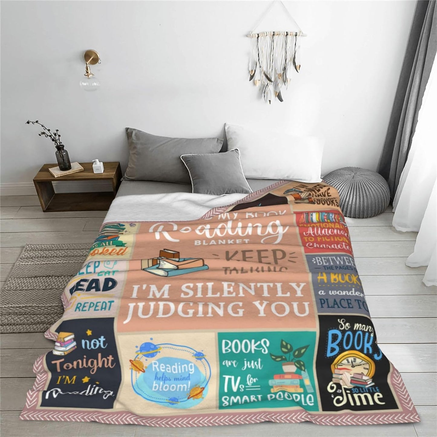 Book Blanket Reading Decor Throw Blanket Comfy Plush Flannel Fleece Warm Soft Fluffy Fuzzy Librarian Blanket Gifts for Book Lover Readers Girls Boys Women Teens Kids for Room Bed Sofa Couch 40"X50"