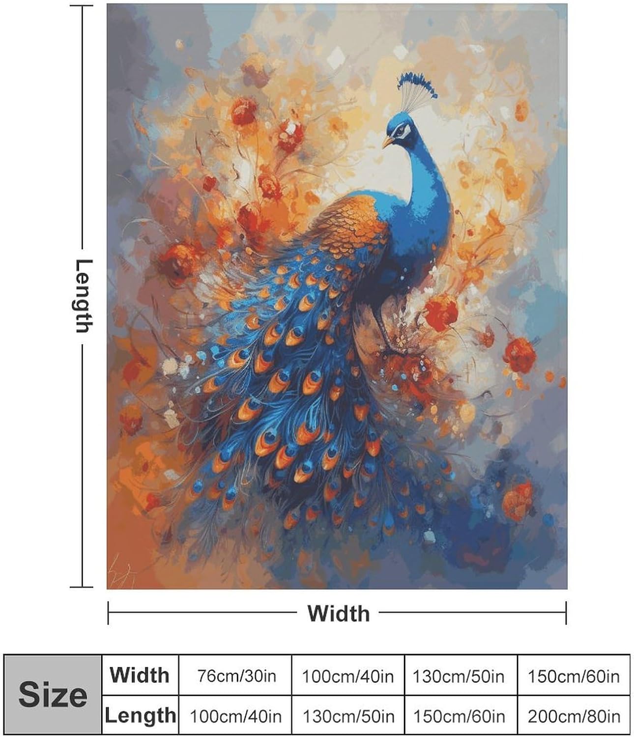 Peacock2 Blanket Super Soft Lightweight Throw Blanket Cute Cozy Warm Bed Blanket Decorative Fuzzy Blanket All-Season Home Decor Gift for Sofa Couch Living Room 50"*60"（130 * 150cm）