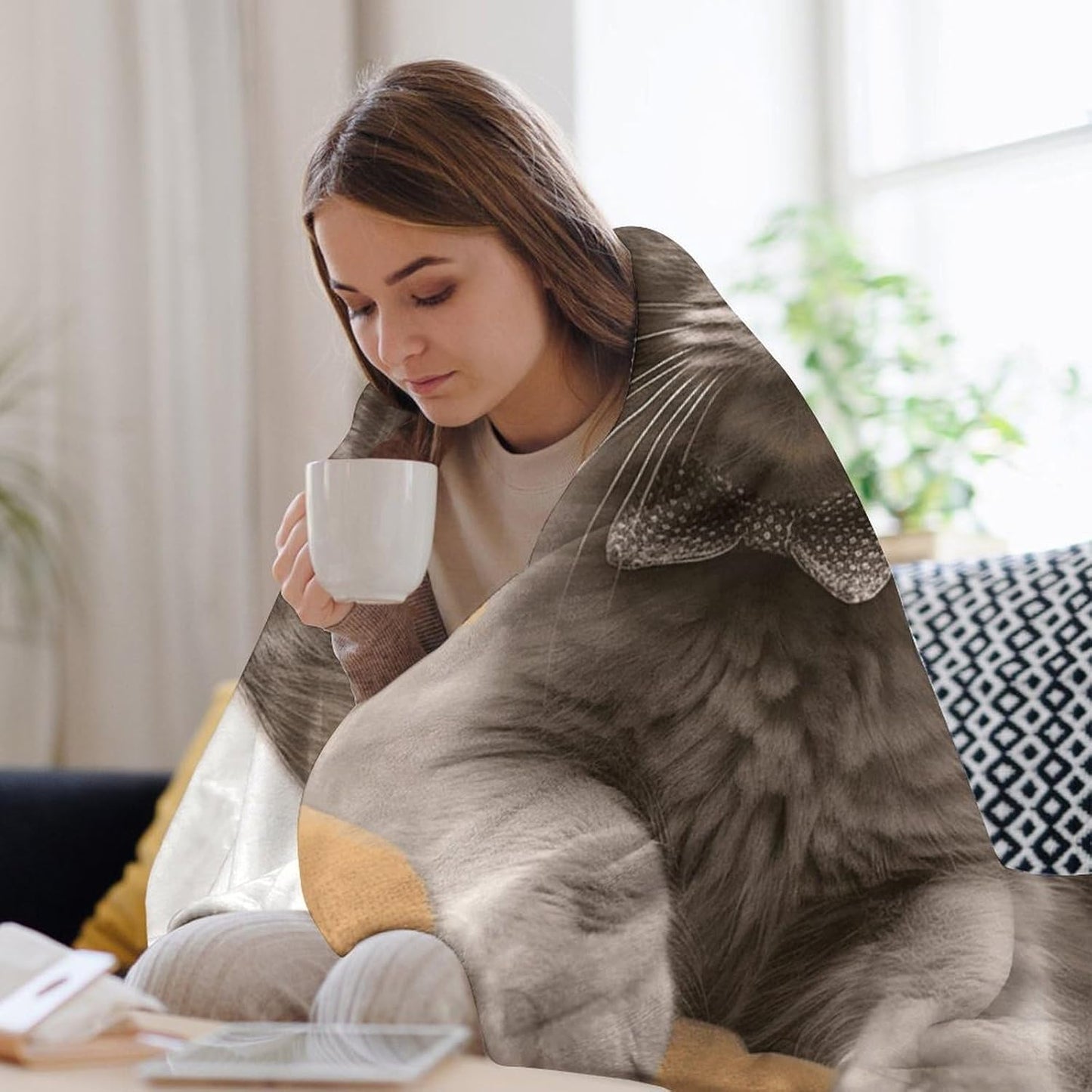 Funny Cats Throw Blanket for Couch Super Soft Warm Lightweight Throw Blankets Cozy Flannel Bed Blanket Cute Decorative Blankets for All Seasons Home Decor Gift 40"*50" （100 * 130cm）