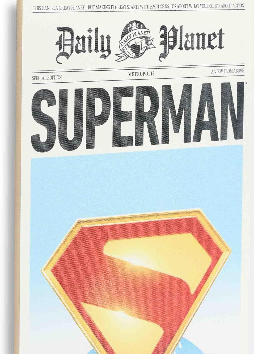 Open Road Brands DC Comics Superman Daily Planet Wood Wall Decor - Classic Superman Newspaper Wall Art for Home or Office