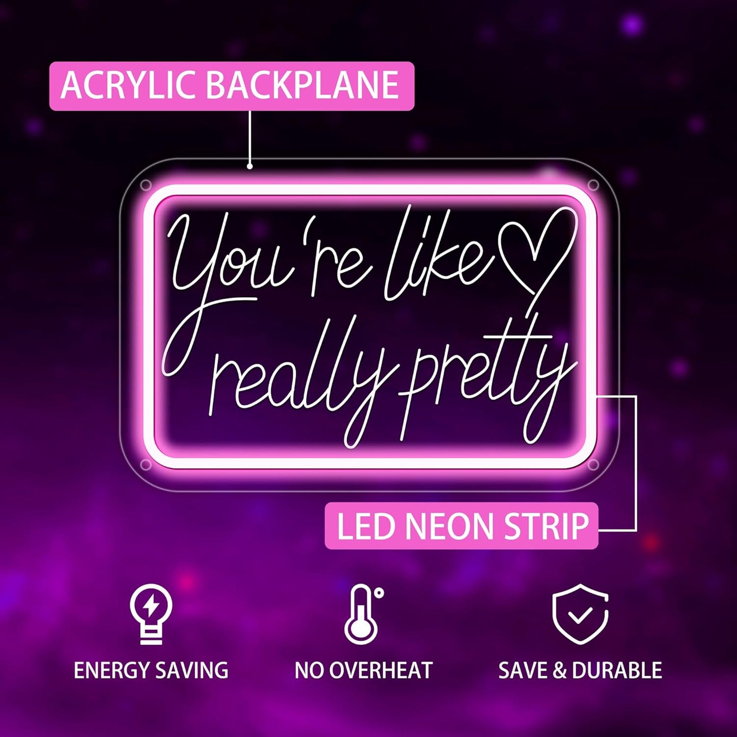 You're Like Really Pretty Neon Signs for Wall Decor, Neon Lights Signs for Bedroom Decor Birthday Gift for Teen Girls Led Neon Sign Pink Neon Sign for Salon, Home, Wedding, Party