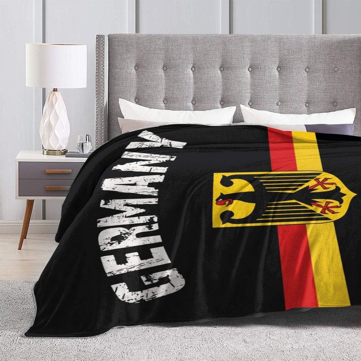 LuckyLou German Flag Eagle Flannel Fleece Throw - Ultra Soft Cozy Warm Microfleece Blanket for Home (3 Sizes)