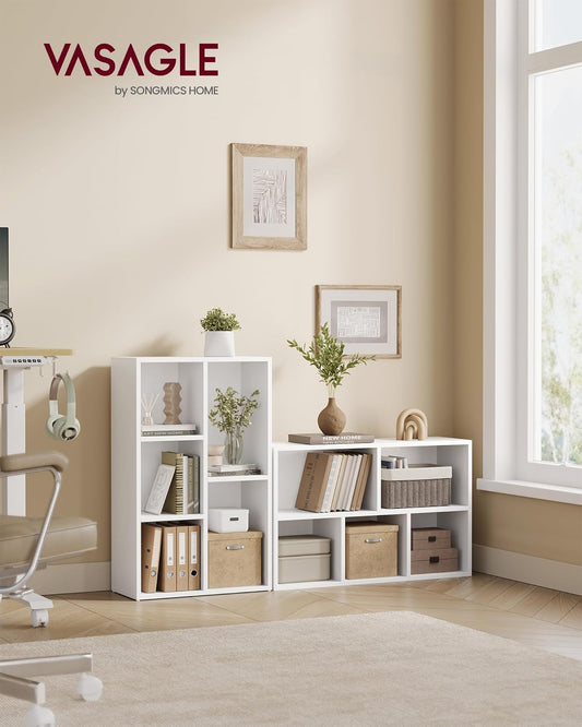 VASAGLE CUSTOS Collection - Bookshelf, Bookcase, Cube Shelf with 5 Compartments, 9.4 x 19.7 x 31.6 Inches, Storage Shelf, for Living Room, Home Office, Dining Room, Cloud White ULBC25WT