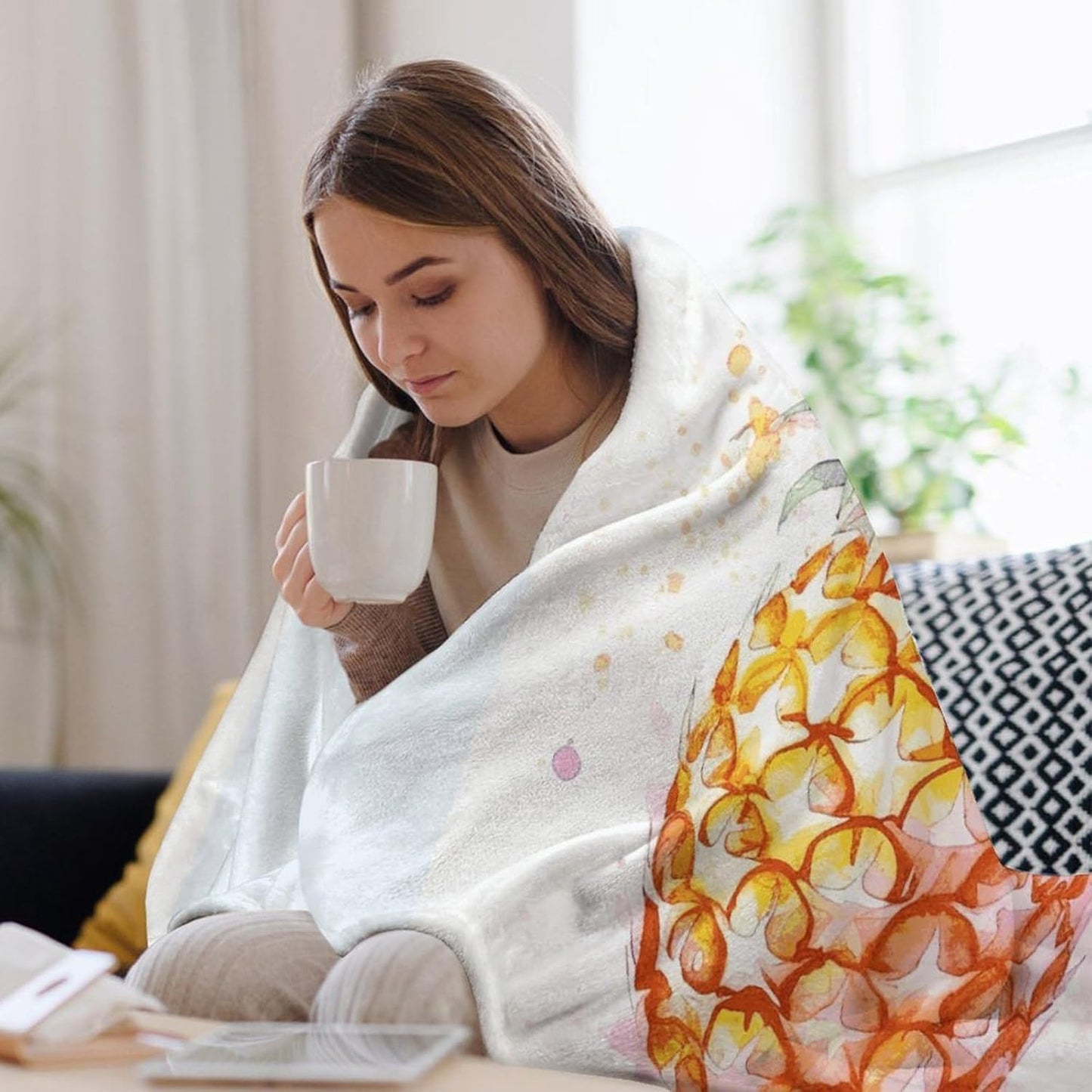 Pineapple Blanket Super Soft Lightweight Throw Blanket Cute Cozy Warm Bed Blanket Decorative Fuzzy Blanket All-Season Home Decor Gift for Sofa Couch Living Room 40"*50" （100 * 130cm）
