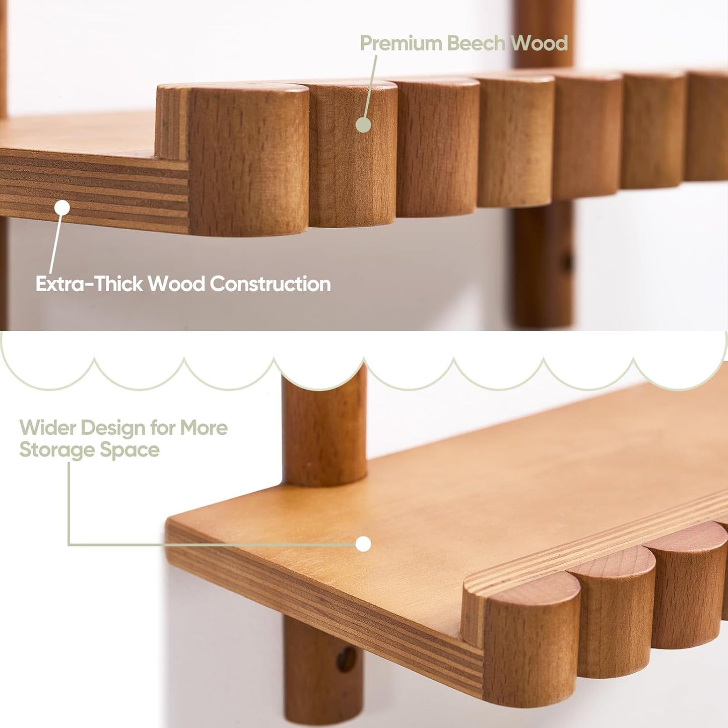 Floating Shelves for Wall, 2 PCS 15 inch Wood Wall Decor Shelf Bookshelf, Decorative Picture Ledge Shelves for Bedroom, Living Room Storage, Brown