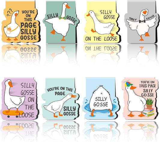 Funny Gosse Magnetic Bookmarks: 8 Pcs Gosse Magnet Book Marks, Cute Animals Page Marker Clips for Reading Women, Fun Bookish Gifts for Girls Kids, Back to School Accessories