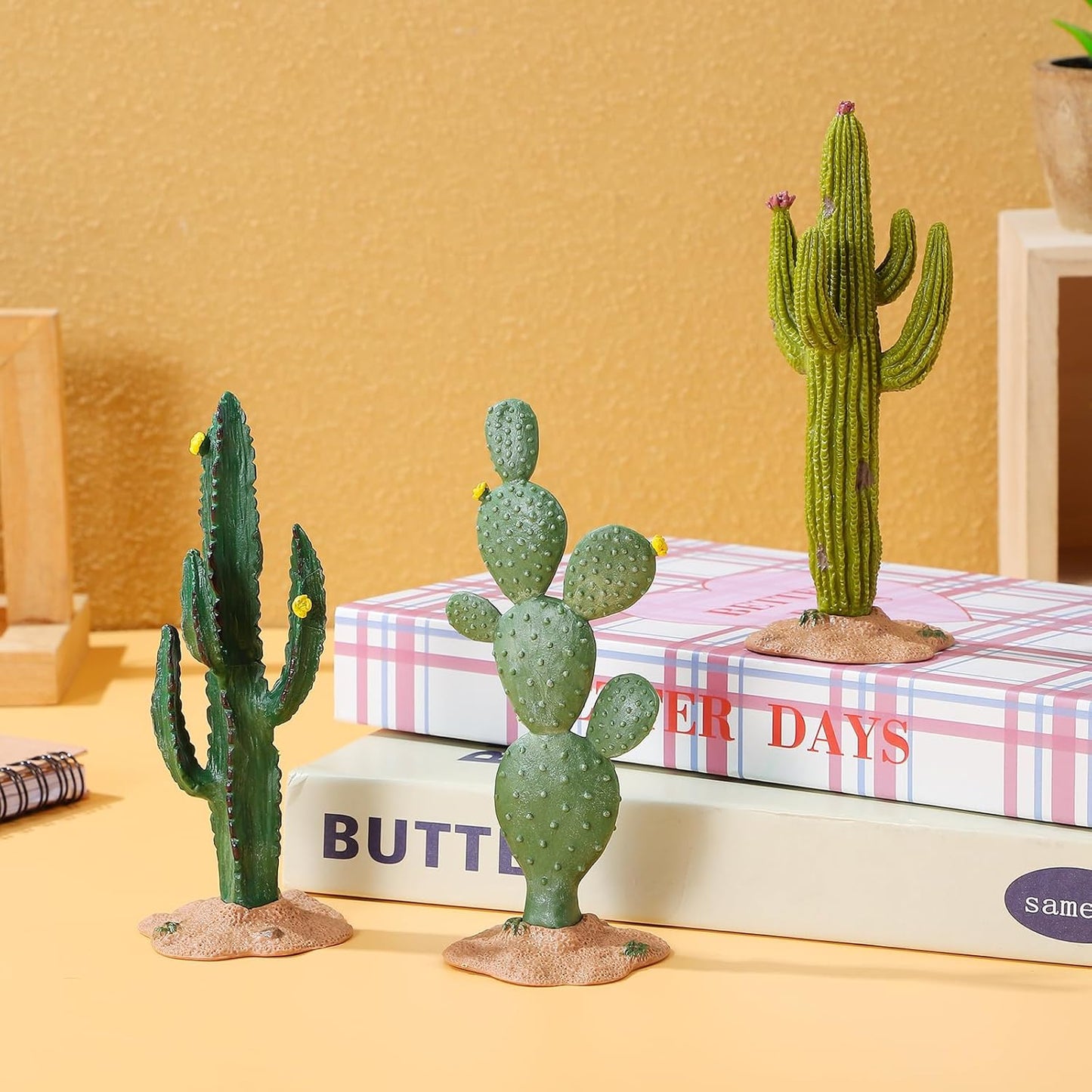 ARTIBETTER 3pcs Artificial Simulated Cactus Artificial Sand Decor Faux Succulent Decor Fake Cacti Plants Table Ornament Centerpieces for Home Office Decoration