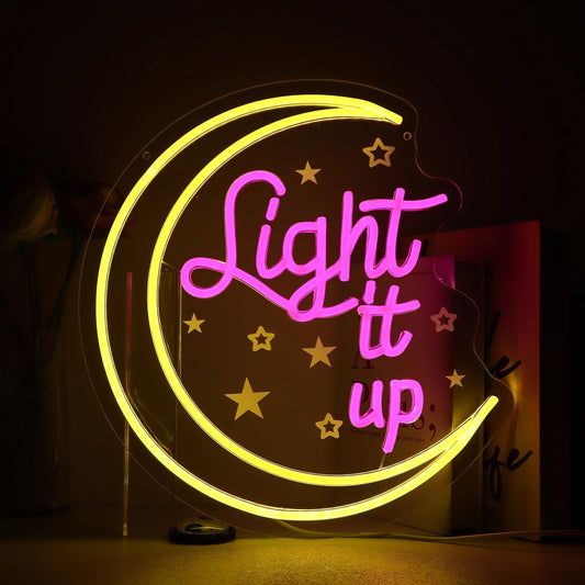 Light It Up Neon Sign - Crescent City Inspired LED Wall Art, 13x14in Book Lover Gift, Reading Room Decor, Light It Up Led Sign, Bookish Merch for Home