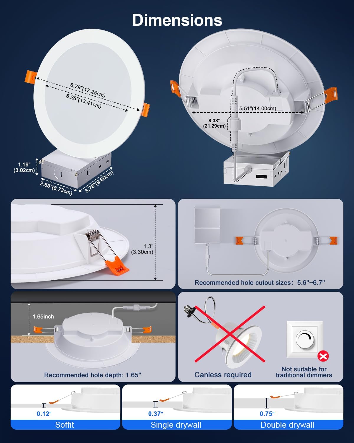 Smart Recessed Lighting 6 Inch, RGBCW Color Changing Canless Recessed Ceiling Lights, Dimmable Retrofit Downlight Compatible with Alexa, Siri, Google Voice & App Control with Junction Box, 1Pack