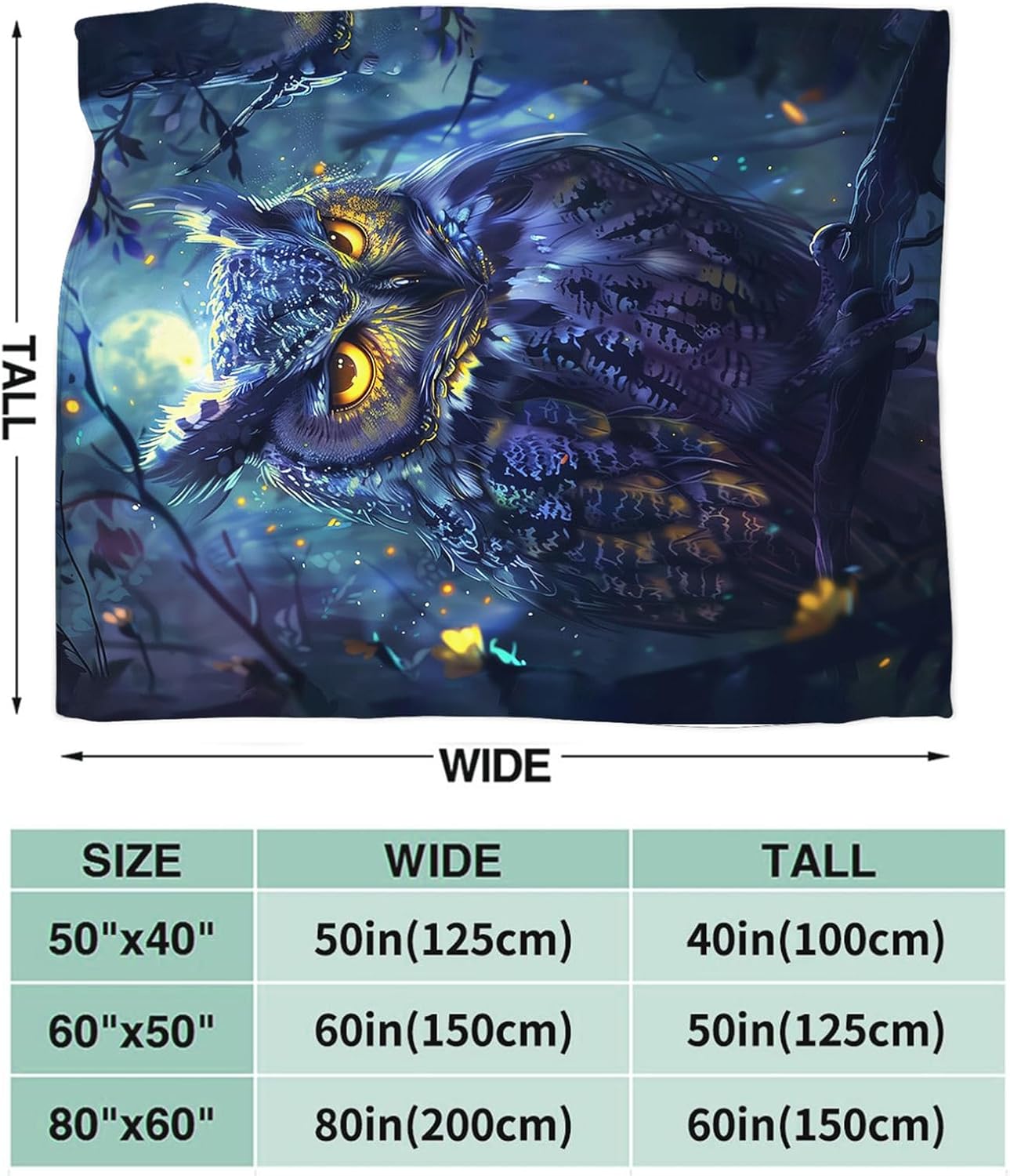 Tijuboni Owl Throw Blanket Owl Gifts for Girls Boys Women Men Kids Adults Soft Flannel Fleece Blanket for Couch Sofa Bed Home Decor 40"x50"