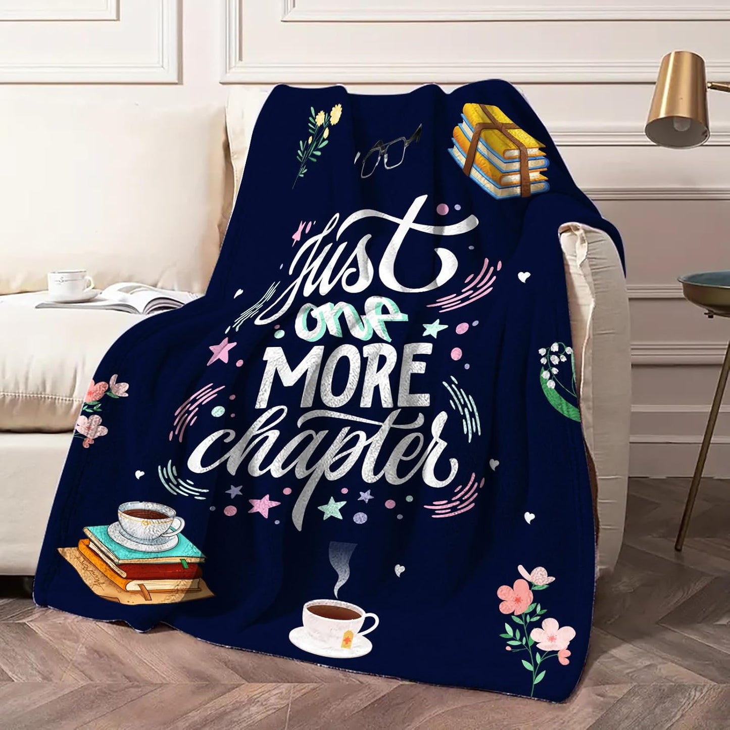 Reading Blanket Gift for Book Lovers - Cozy 50'' x 60'' Throw, Bookish Decor for Couch and Bed, Perfect Birthday for Readers and Bibliophiles, Book Club