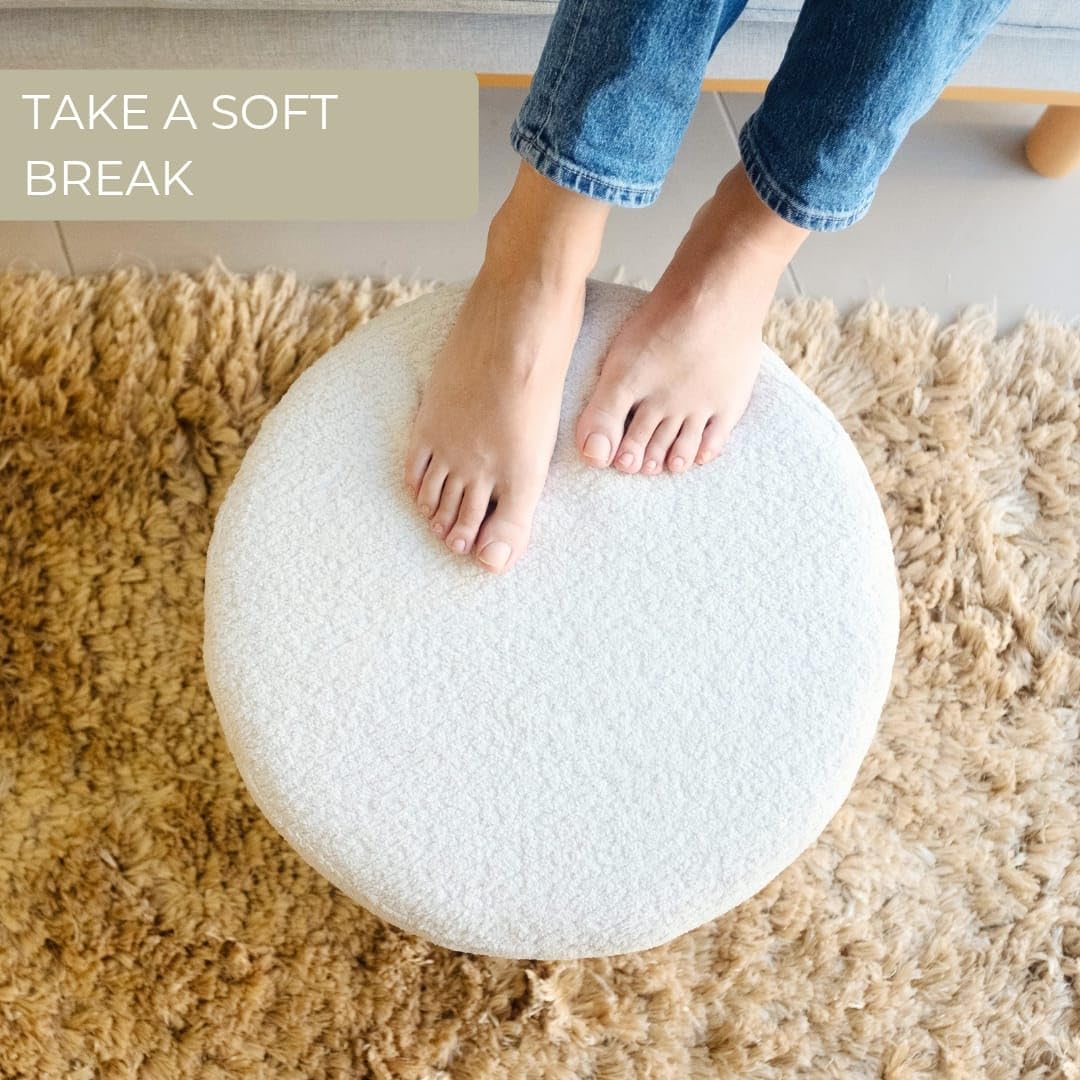 Lama Design Handmade Pouf Footstool for Living Room, Bedroom, Children's Room, Wooden Framed and Durable, Perfect for Resting Your Feet, Soft