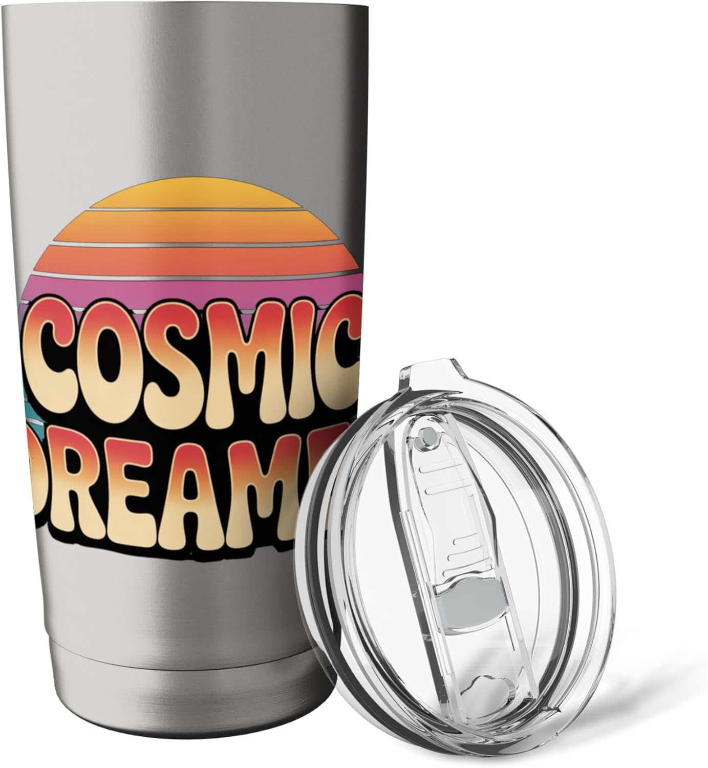 Cosmic Dreamer Retro Sunset Logo Vintage Style Stainless Steel Insulated Tumbler