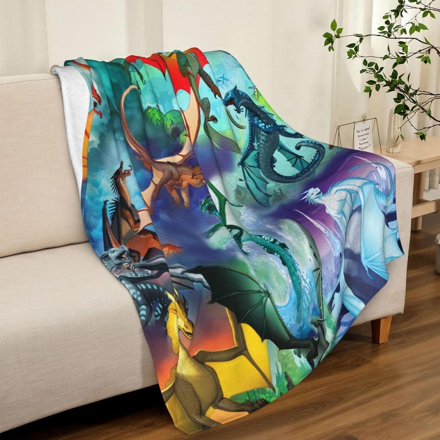 Dragon Fantasy Flannel Throw Blanket - Cozy Comfort for Sofa, Bed, Living Room & Travel - All-Season Universal 60"X50"