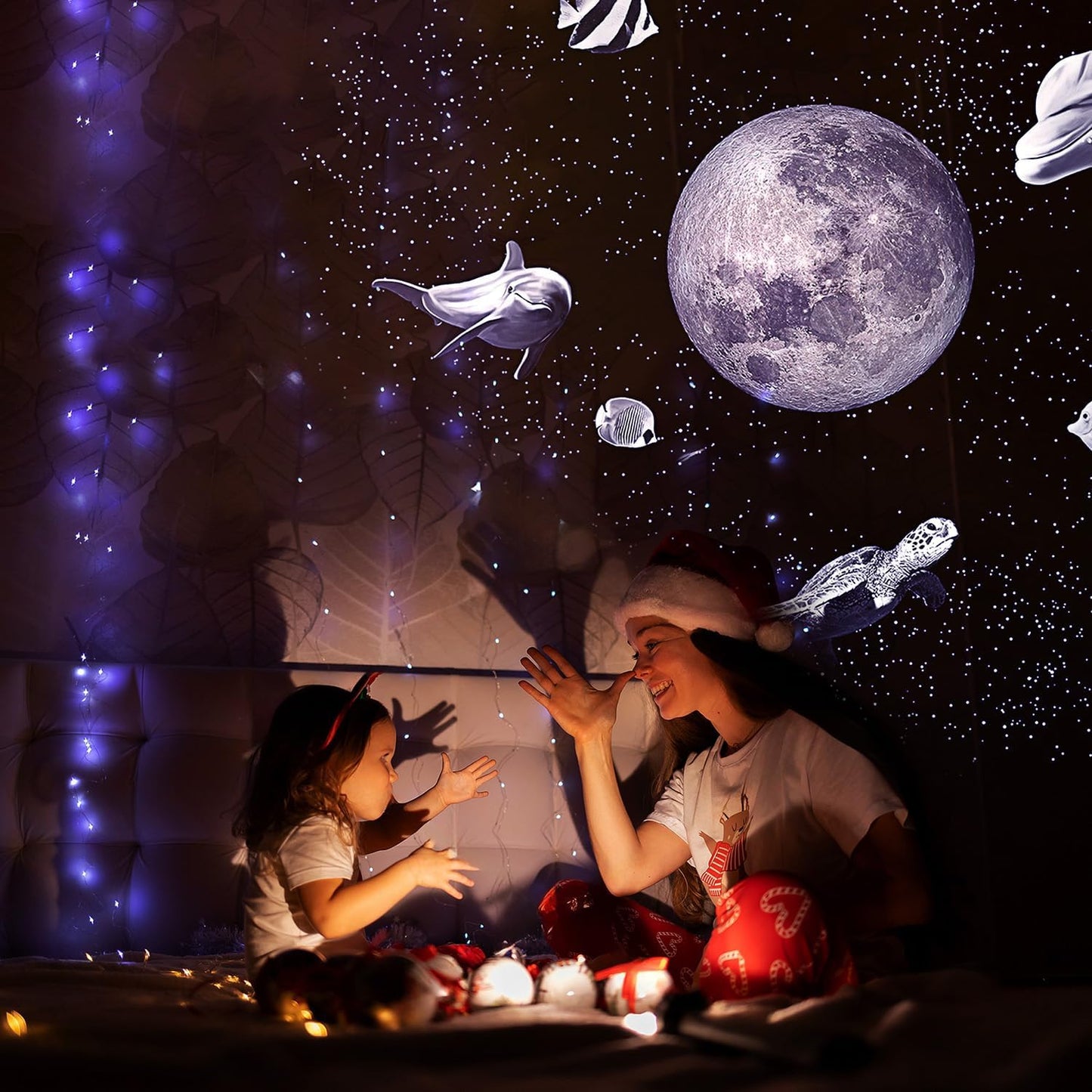 HD Moon Projector Shooting Star Manual Focus,Romantic LED Night Light Bedroom Atmosphere Projection Decoration