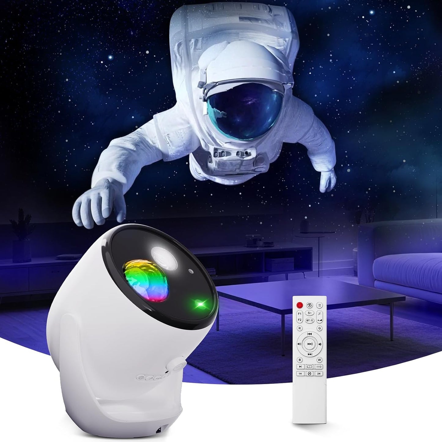 Rossetta Galaxy Projector Star Projector, 3D Projector for Bedroom with 60 Scene Modes, Bluetooth Speaker & Remote Control, Planetarium Projector for Living Room, Home Decor, Gifts for Kids, Adult