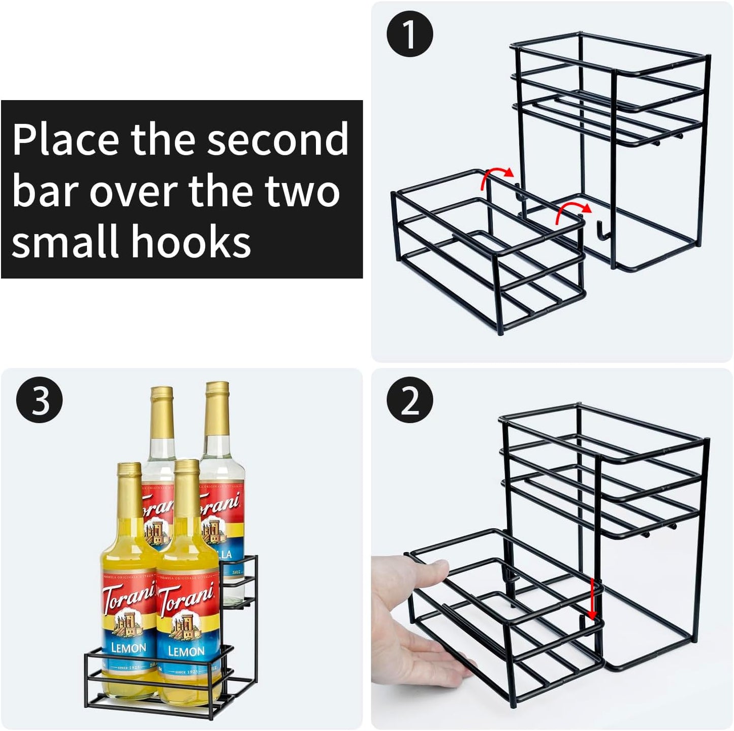 Coffee Syrup Rack (4 Bottle Capacity)，Coffee Syrup Organizer for Coffee Bar,Kitchen.Small Wine Rack for Bar,Family,Storage for Syrup, Wine, Dressing