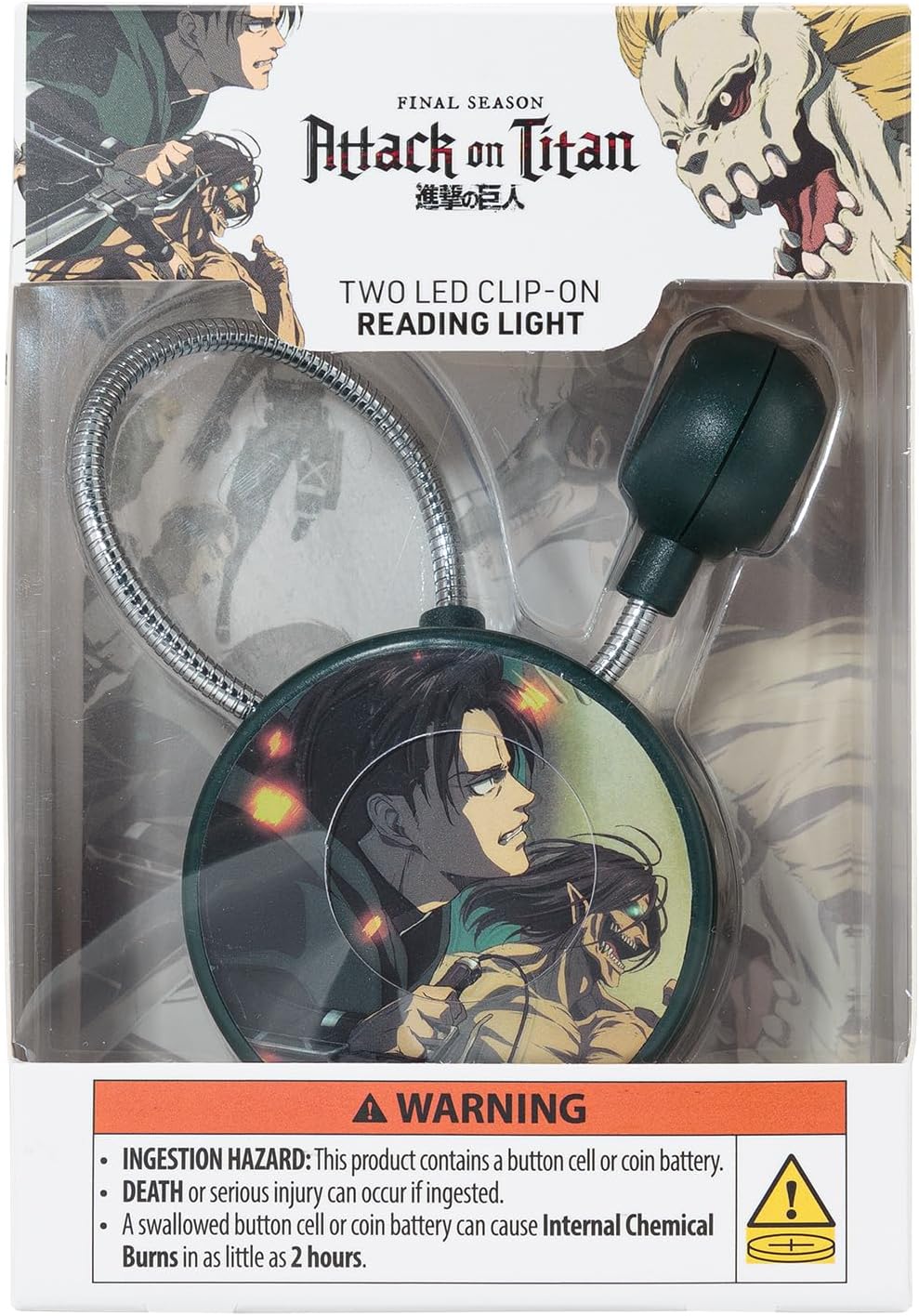 WITHit Clip On Book Light – Dimmable LED Reading Light for Books and eBooks, Reduced Glare, Portable, Cute Bookmark Light for Kids & Adults, Batteries Included (Levi, Attack on Titan)